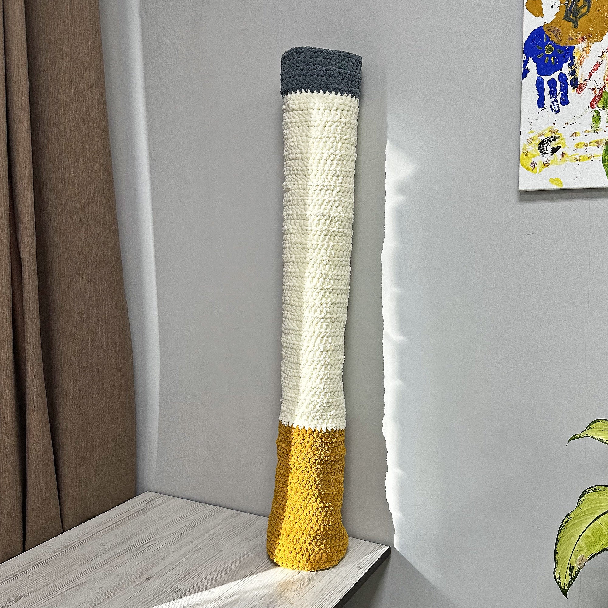 Crochet Pattern GIANT CIGARETTE Blanket, No Sew Easy Crochet Pattern, Blanket PDF Pattern, Crochet Cigarette Plushie, Holiday Pattern