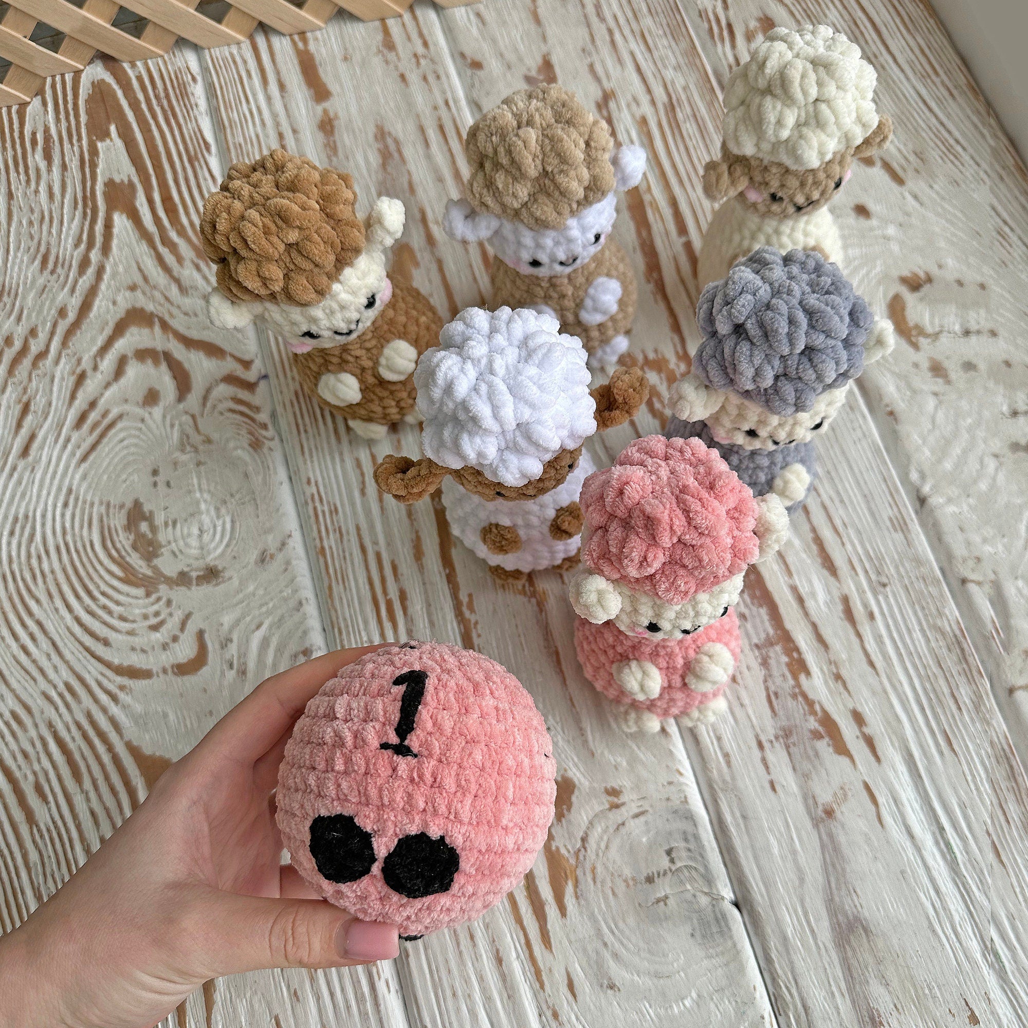 NO SEW Sheep Bowling Game Crochet Pattern, PDF Beginner Amigurumi Plushie Pattern in English, Crochet Animals Game Tutorial