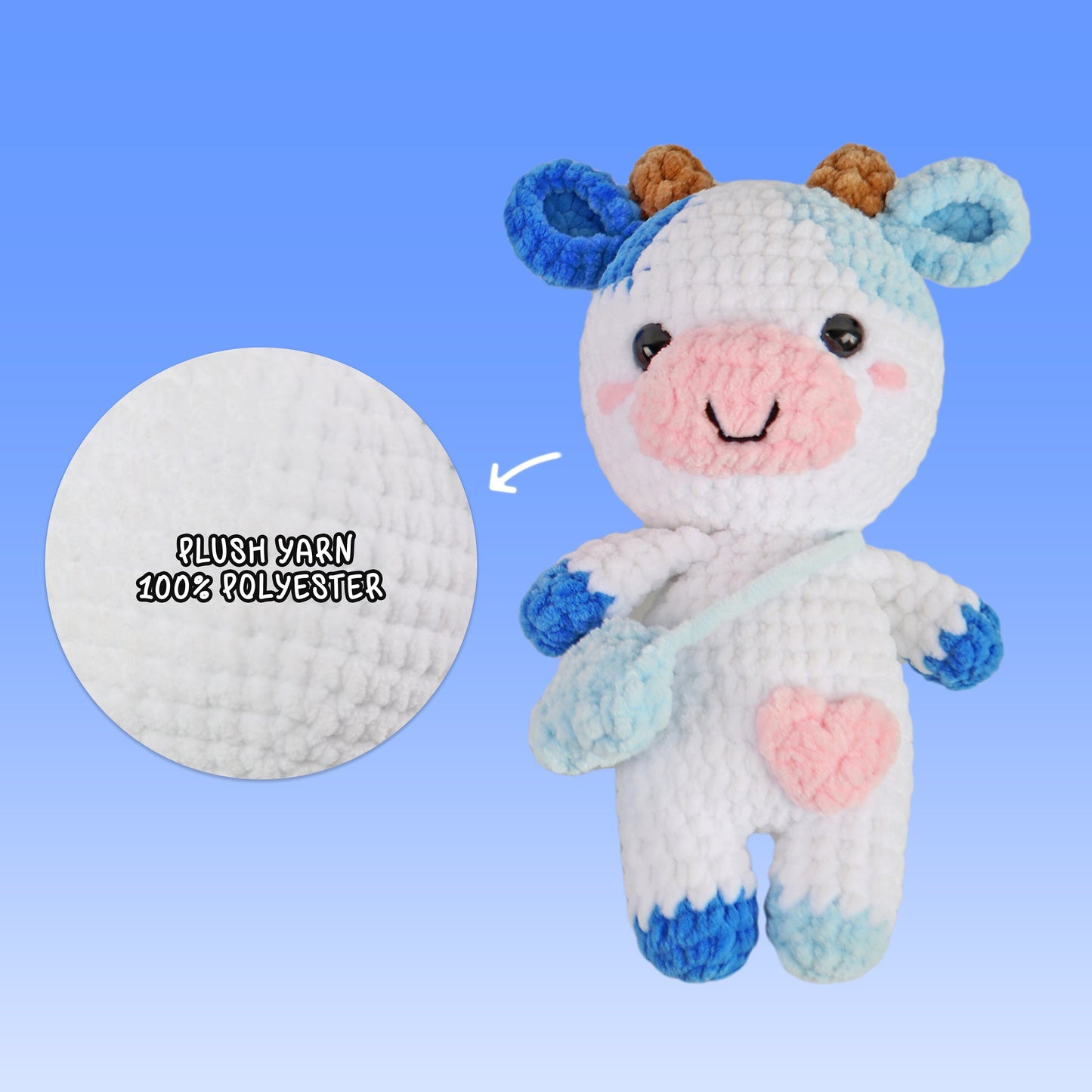 BEGINNER CROCHET KIT Amigurumi Cow, Easy Starter Crochet Kit, Amigurumi Kit, Diy Craft Kit Gift, Learn How To Crochet Kit, Amigurumi Cow