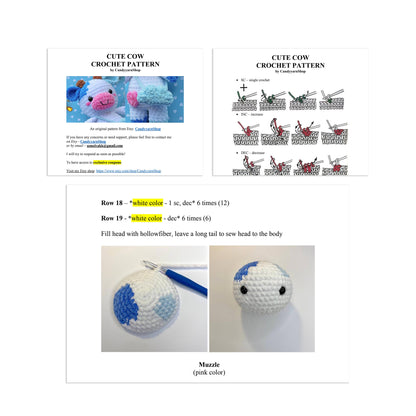 BEGINNER CROCHET KIT Amigurumi Cow, Easy Starter Crochet Kit, Amigurumi Kit, Diy Craft Kit Gift, Learn How To Crochet Kit, Amigurumi Cow