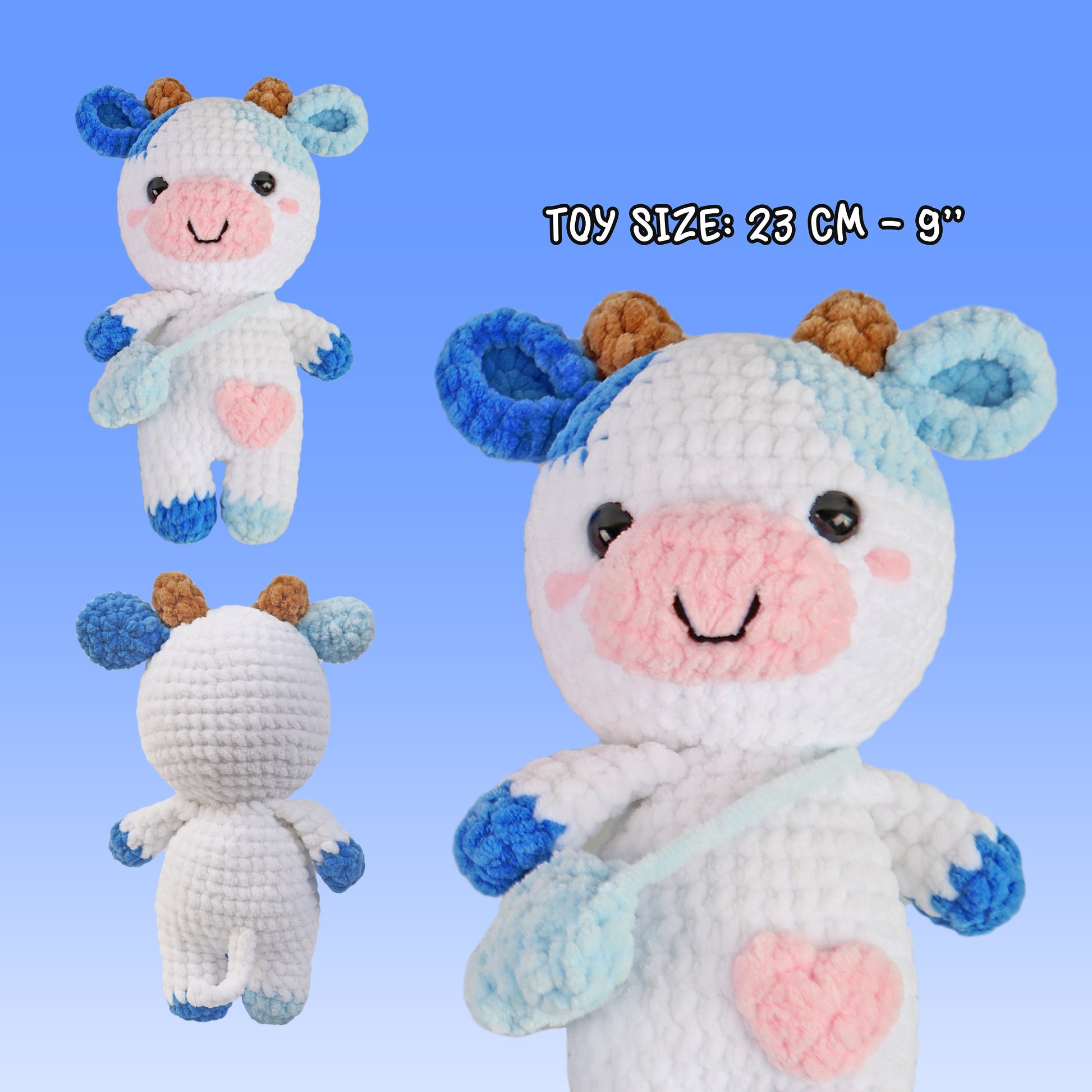 BEGINNER CROCHET KIT Amigurumi Cow, Easy Starter Crochet Kit, Amigurumi Kit, Diy Craft Kit Gift, Learn How To Crochet Kit, Amigurumi Cow
