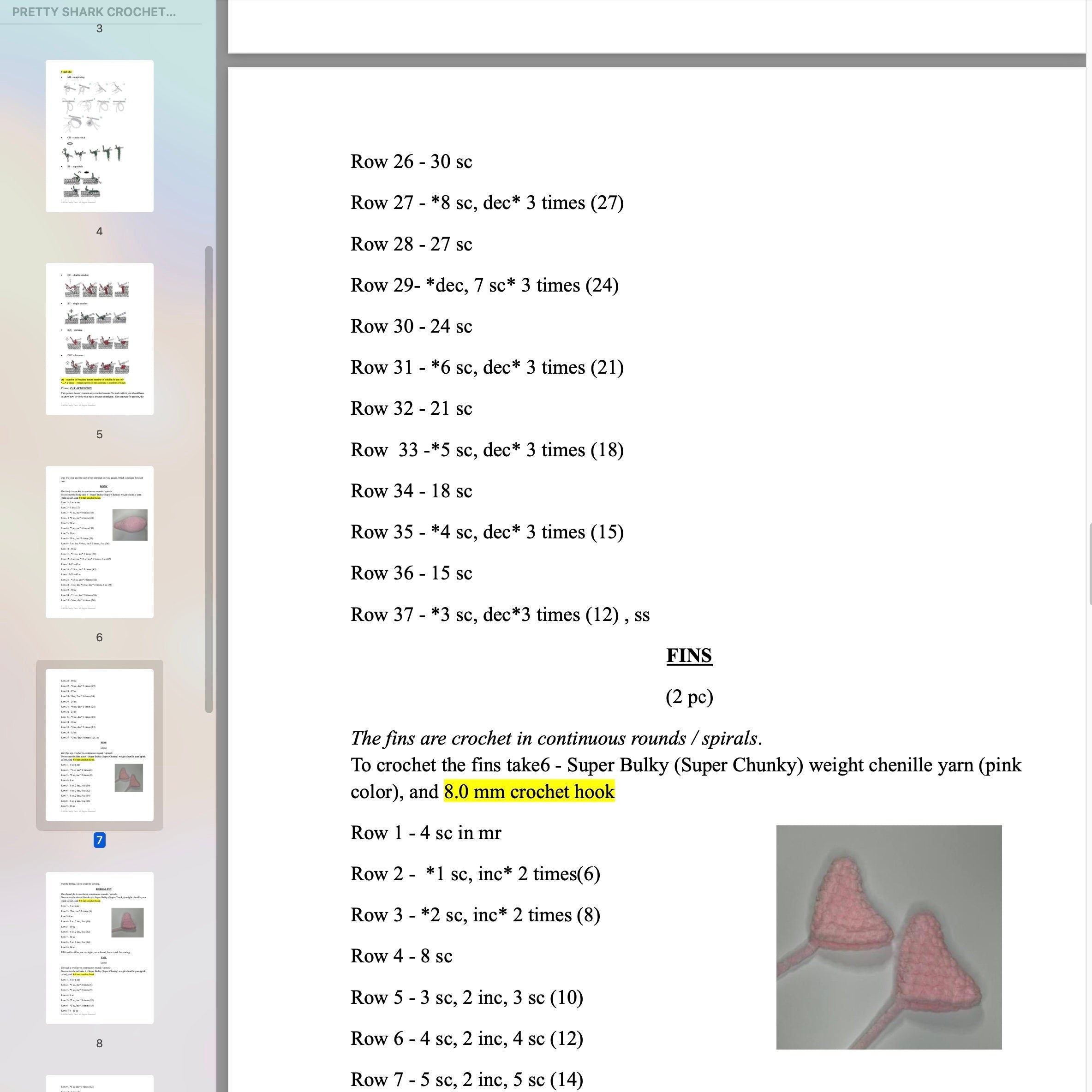 PRETTY SHARK AMIGURUMI, Crochet pattern, Amigurumi Pattern, Instant Download, Easy Baby Shower Crochet Pattern, Easy Sea Pattern
