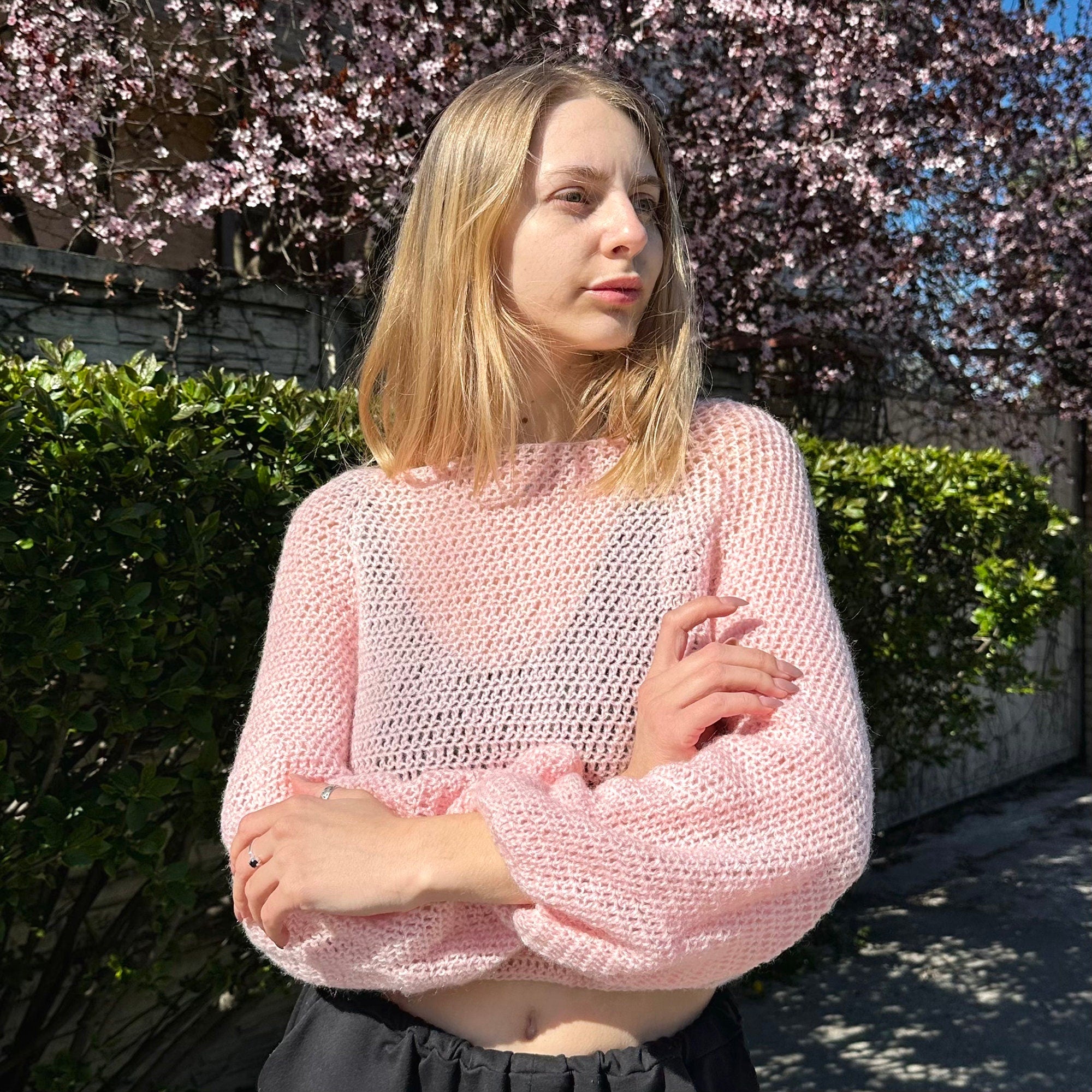 CROCHET PATTERN, Mesh Top Down Sweater, Women's Crochet Sweater Pattern, Crochet Pattern, Crochet, Pattern, Mesh, Sweater, Sizes S-L