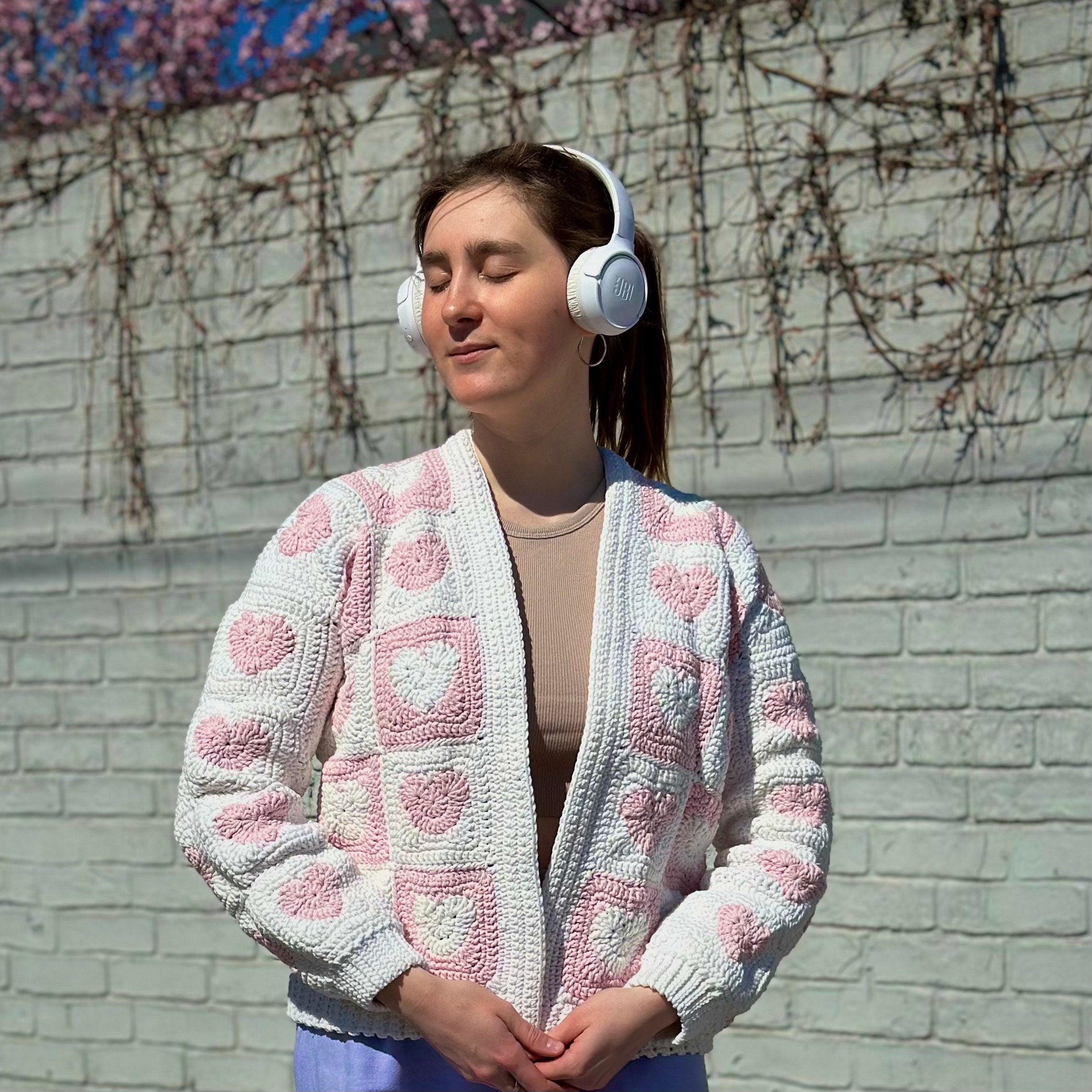 Granny Square HEARTS CARDIGAN Crochet Pattern, PDF Crochet Jacket, Sizes Xs-L, Crcchet Coat, Instant Download