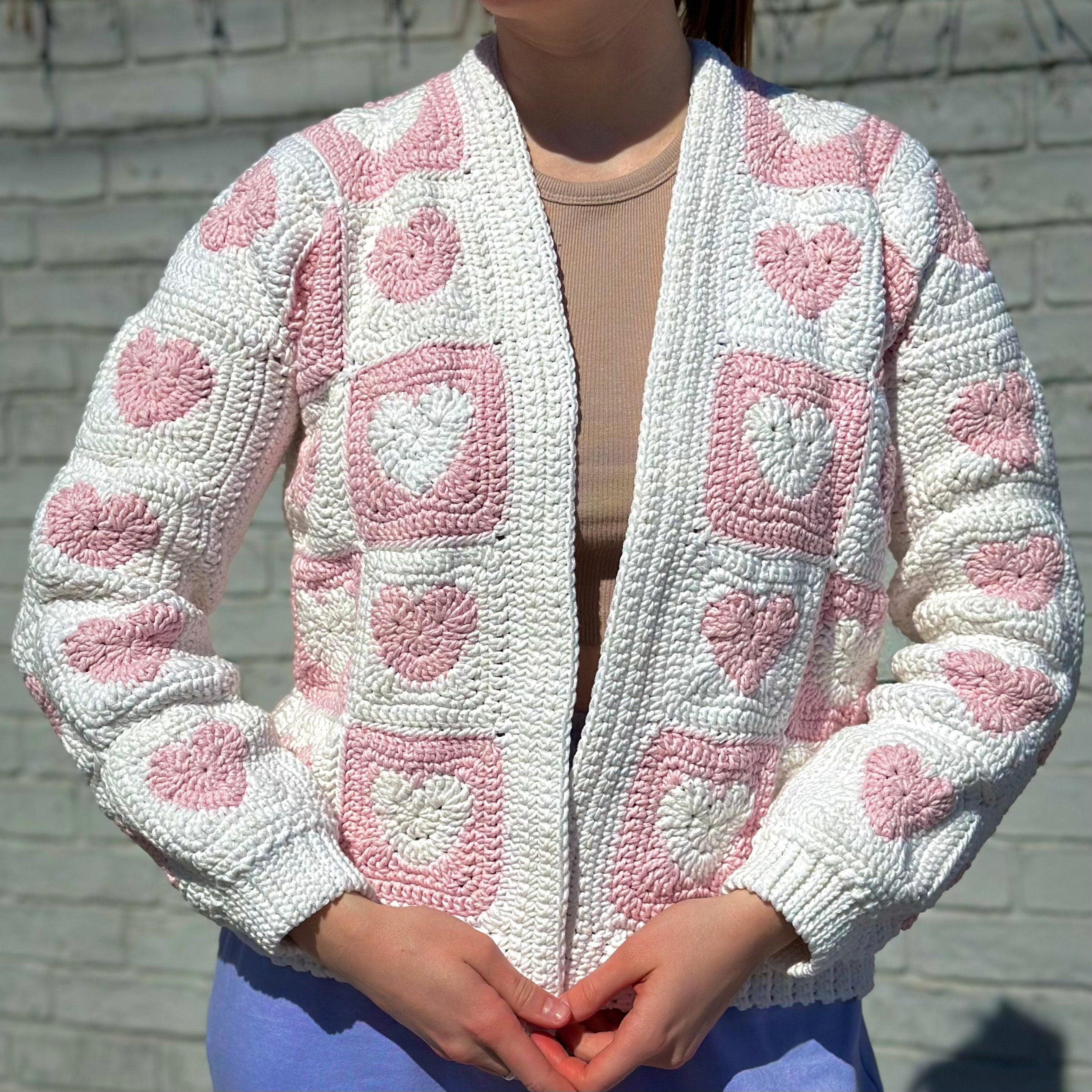 Granny Square HEARTS CARDIGAN Crochet Pattern, PDF Crochet Jacket, Sizes Xs-L, Crcchet Coat, Instant Download