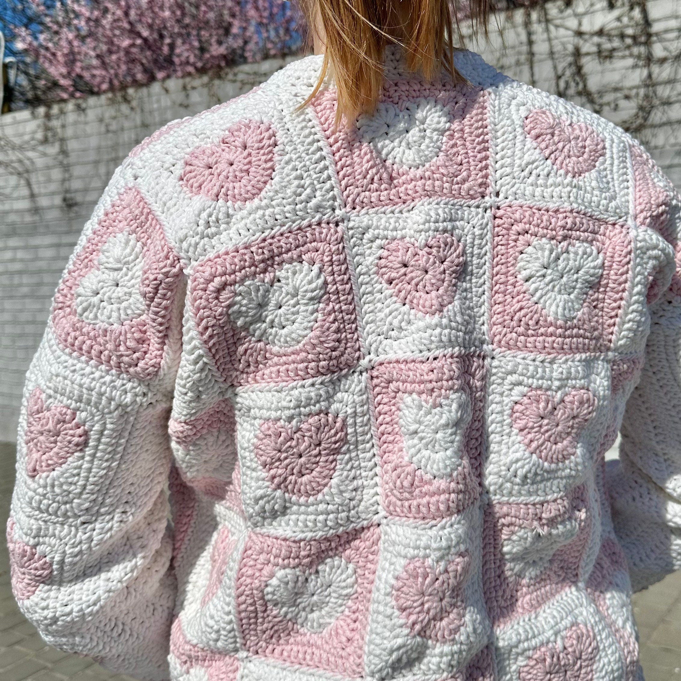 Granny Square HEARTS CARDIGAN Crochet Pattern, PDF Crochet Jacket, Sizes Xs-L, Crcchet Coat, Instant Download