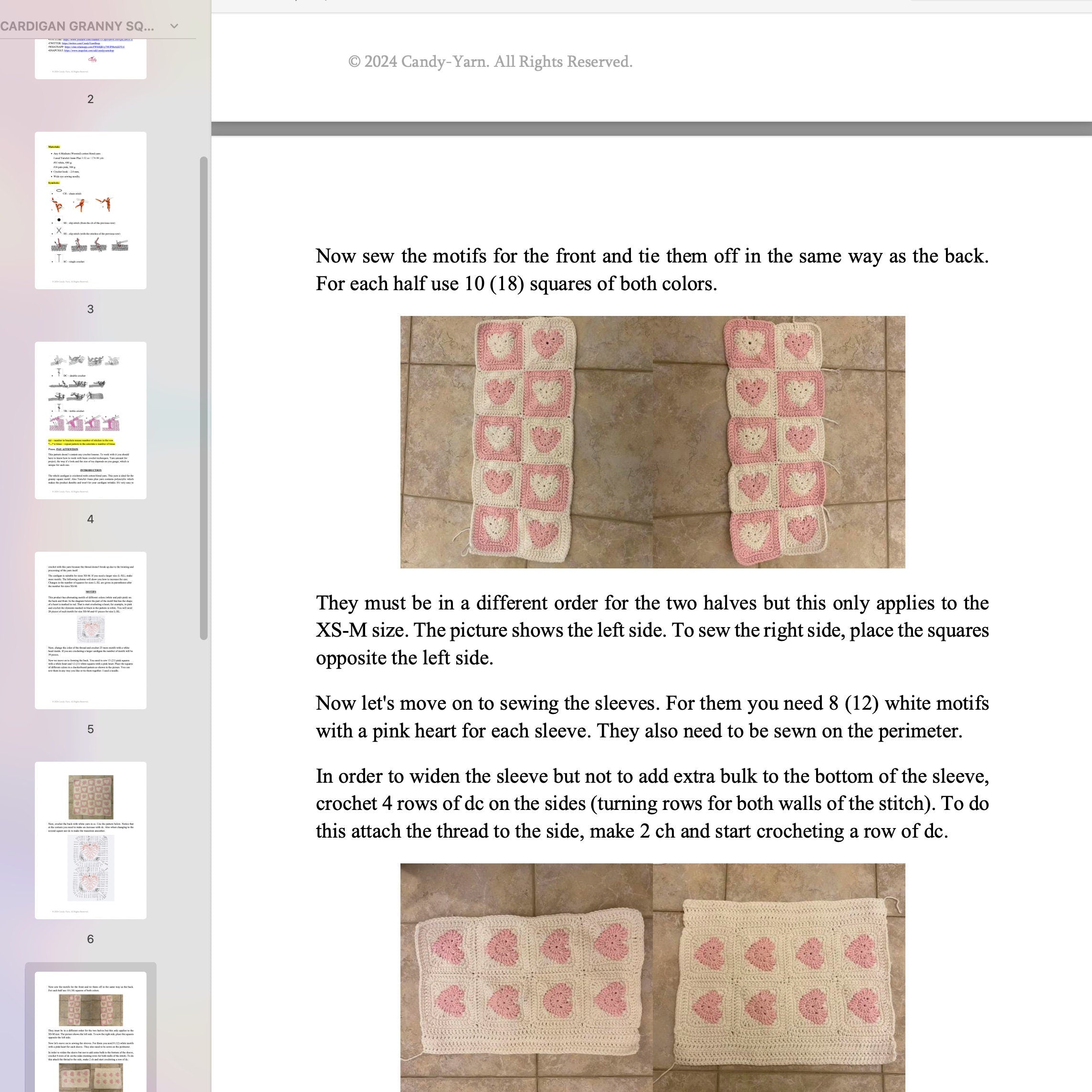 Granny Square HEARTS CARDIGAN Crochet Pattern, PDF Crochet Jacket, Sizes Xs-L, Crcchet Coat, Instant Download