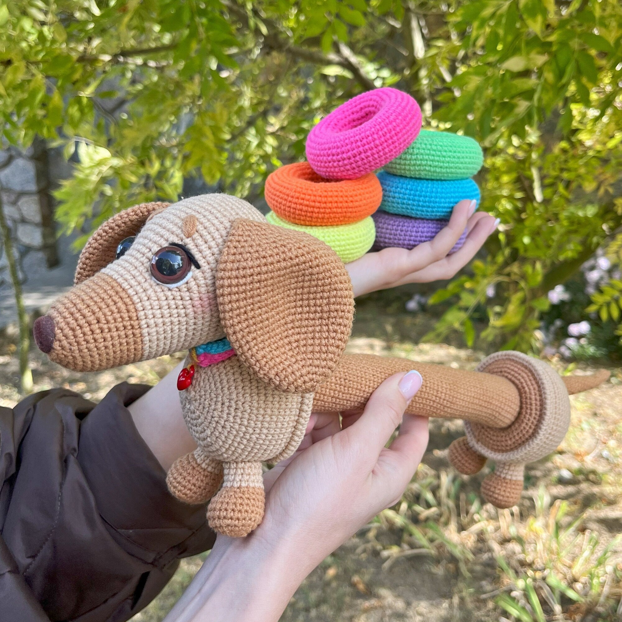 Crochet Kit DOG STAСKING TOY + Pdf Pattern, Dog Amigurumi Baby Activity Toy, Learn How To Crochet Kit, Amigurumi Dog, Diy Craft Kit Gift