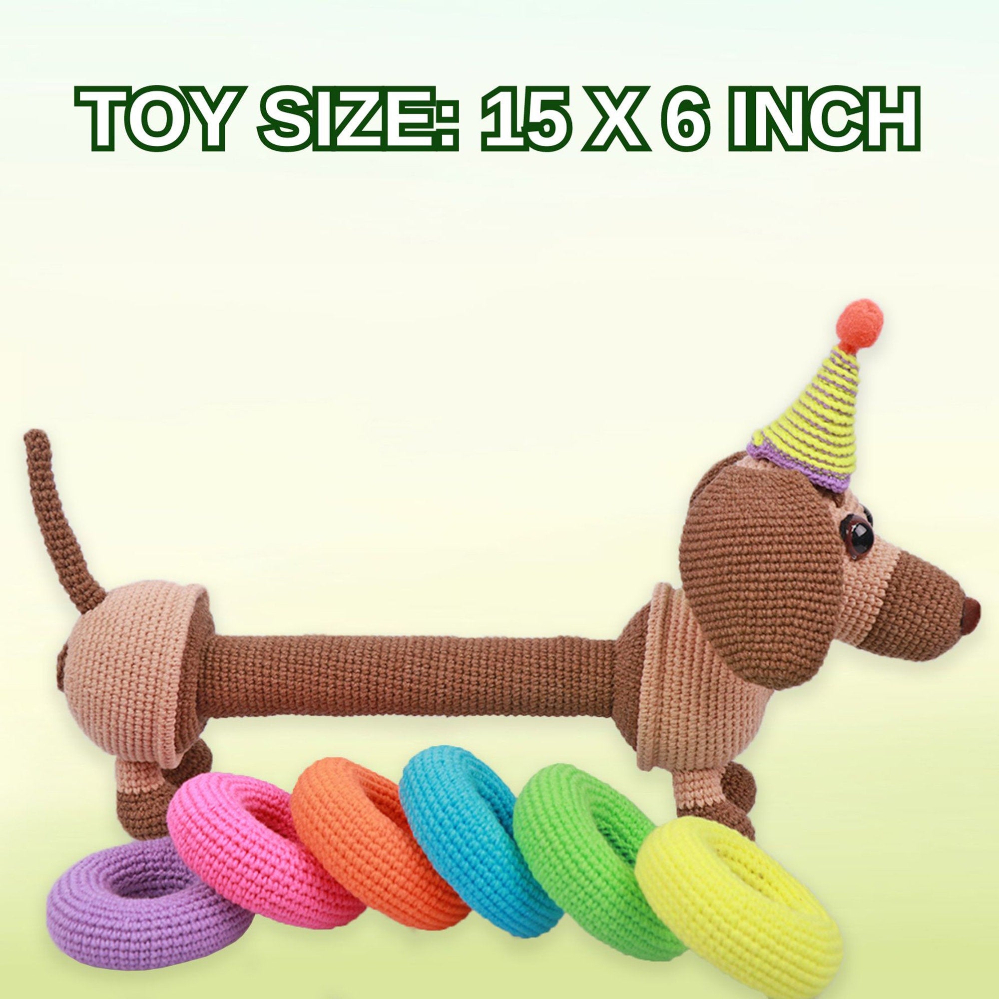 Crochet Kit DOG STAСKING TOY + Pdf Pattern, Dog Amigurumi Baby Activity Toy, Learn How To Crochet Kit, Amigurumi Dog, Diy Craft Kit Gift