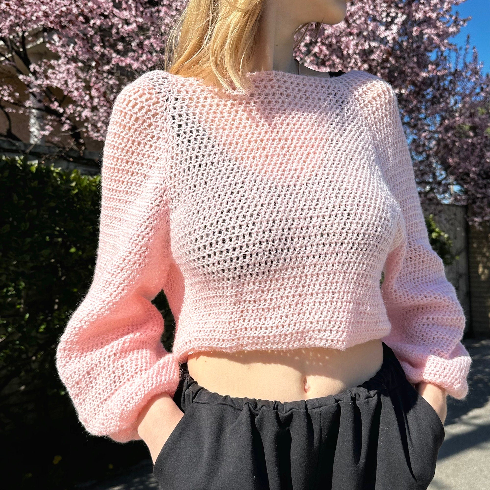 CROCHET PATTERN, Mesh Top Down Sweater, Women's Crochet Sweater Pattern, Crochet Pattern, Crochet, Pattern, Mesh, Sweater, Sizes S-L