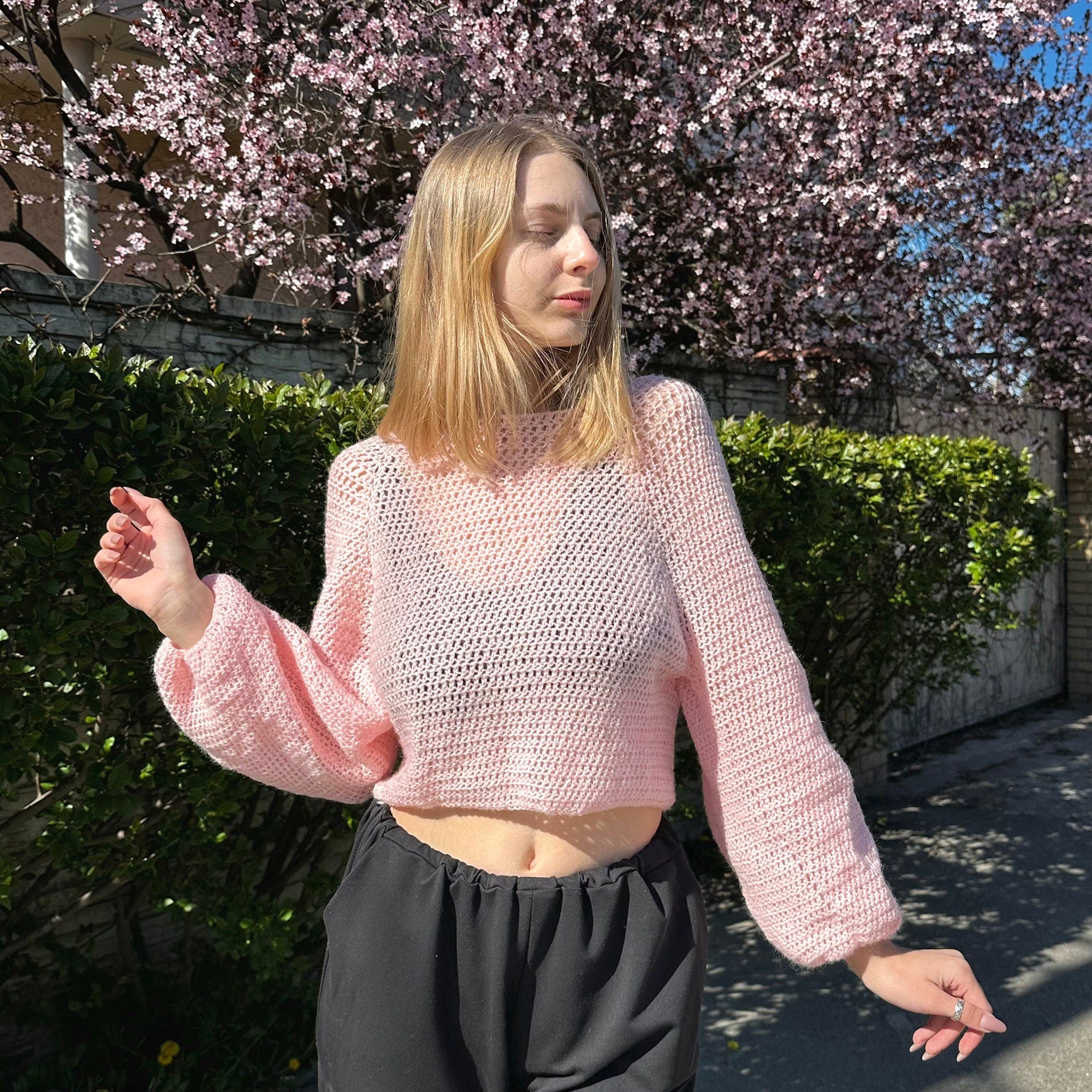 CROCHET PATTERN, Mesh Top Down Sweater, Women's Crochet Sweater Pattern, Crochet Pattern, Crochet, Pattern, Mesh, Sweater, Sizes S-L