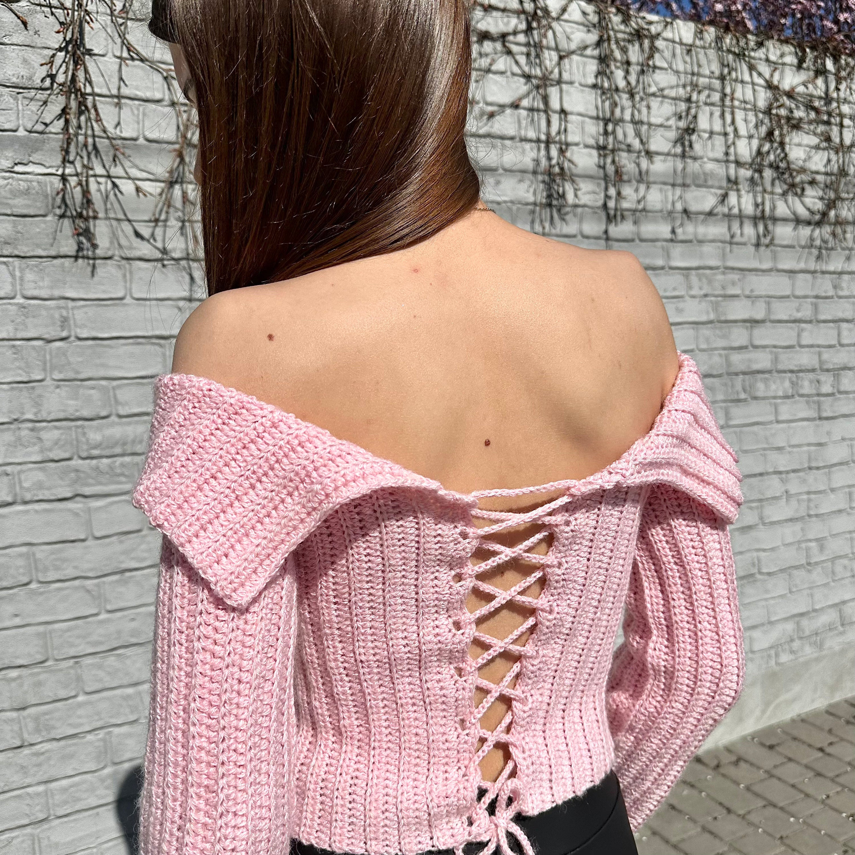 OFF SHOULDER Crochet Sweater Pattern, PDF Women Crop Top Pattern, Crochet Crop Top Pattern, Cropped Longsleeve Digital Pattern