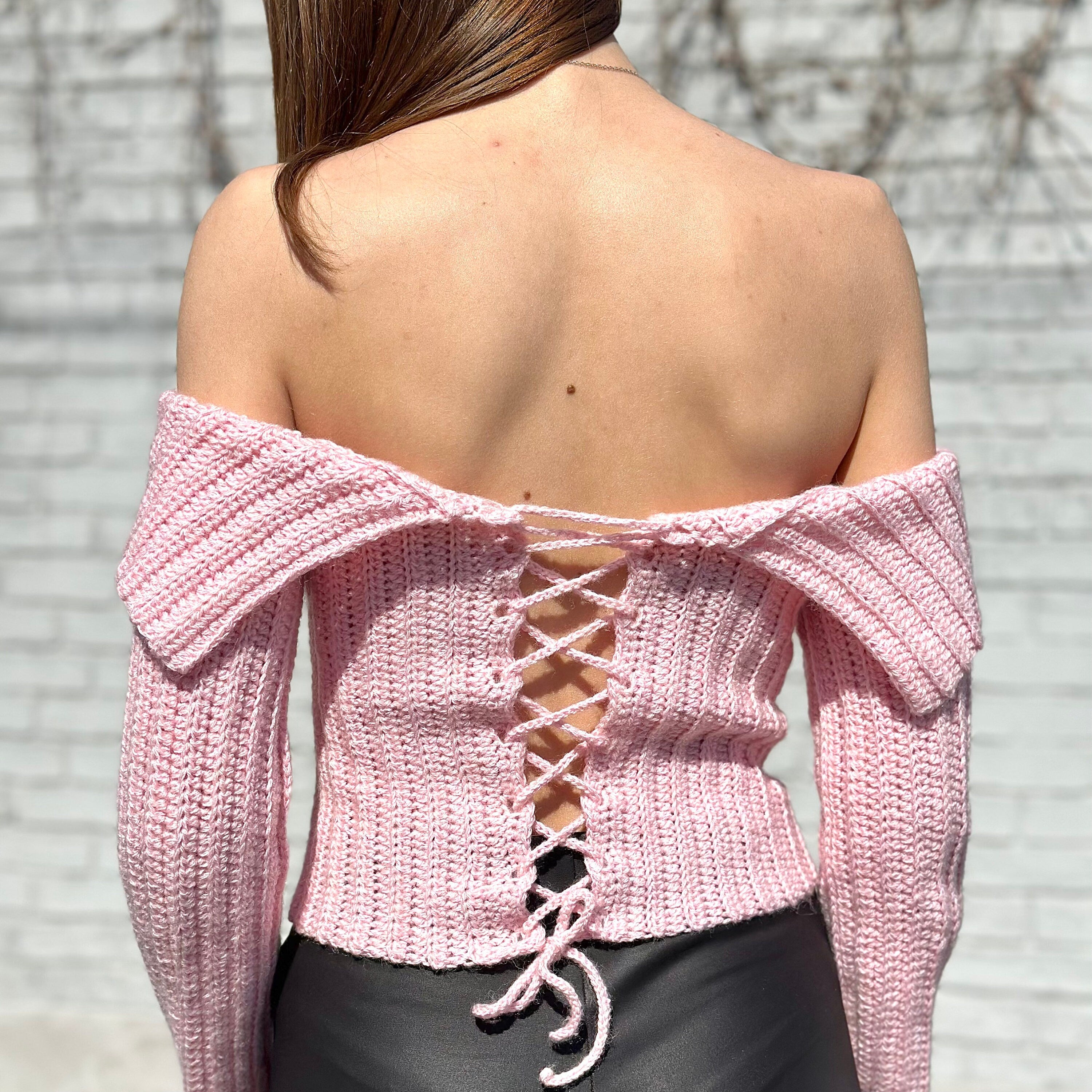 OFF SHOULDER Crochet Sweater Pattern, PDF Women Crop Top Pattern, Crochet Crop Top Pattern, Cropped Longsleeve Digital Pattern