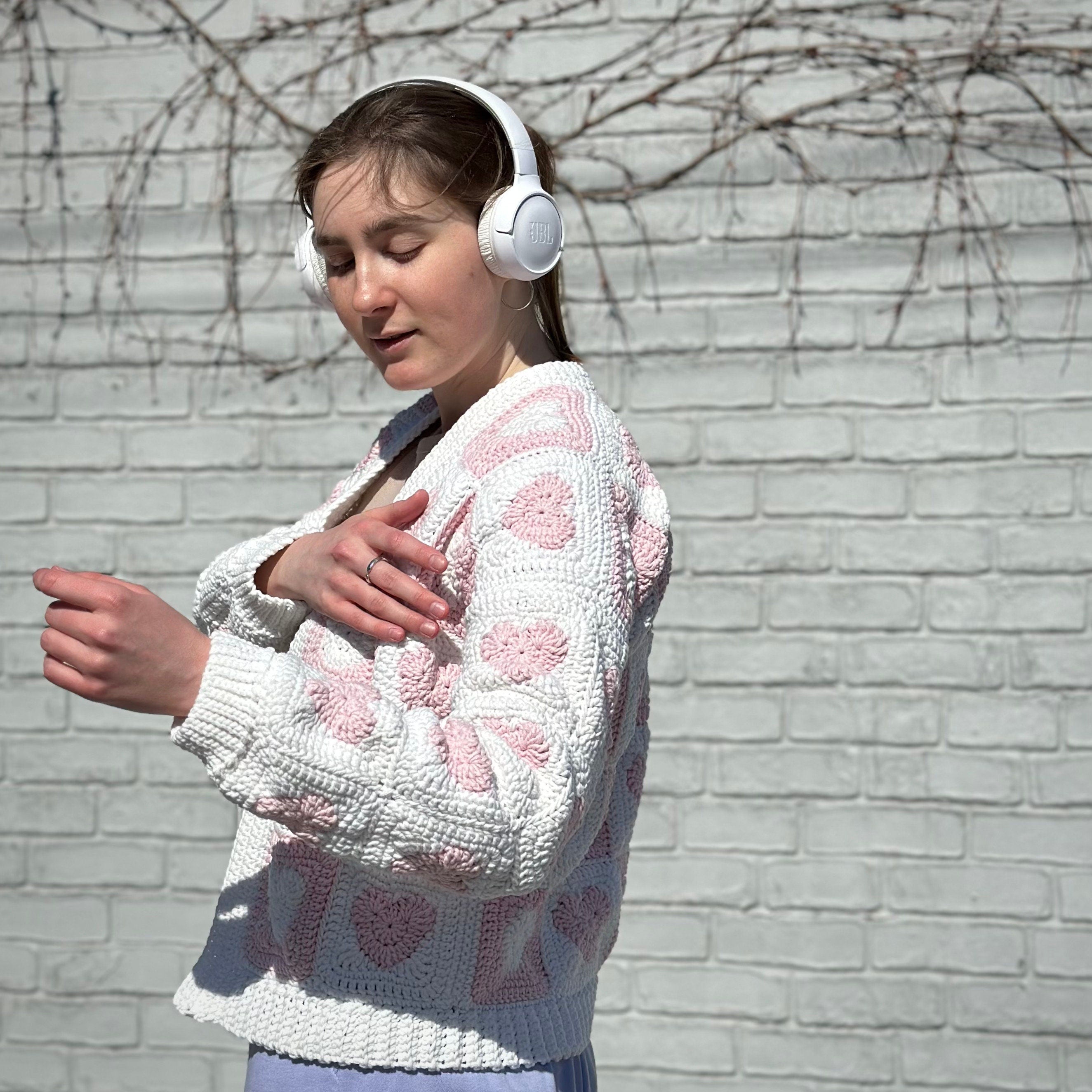 Granny Square HEARTS CARDIGAN Crochet Pattern, PDF Crochet Jacket, Sizes Xs-L, Crcchet Coat, Instant Download