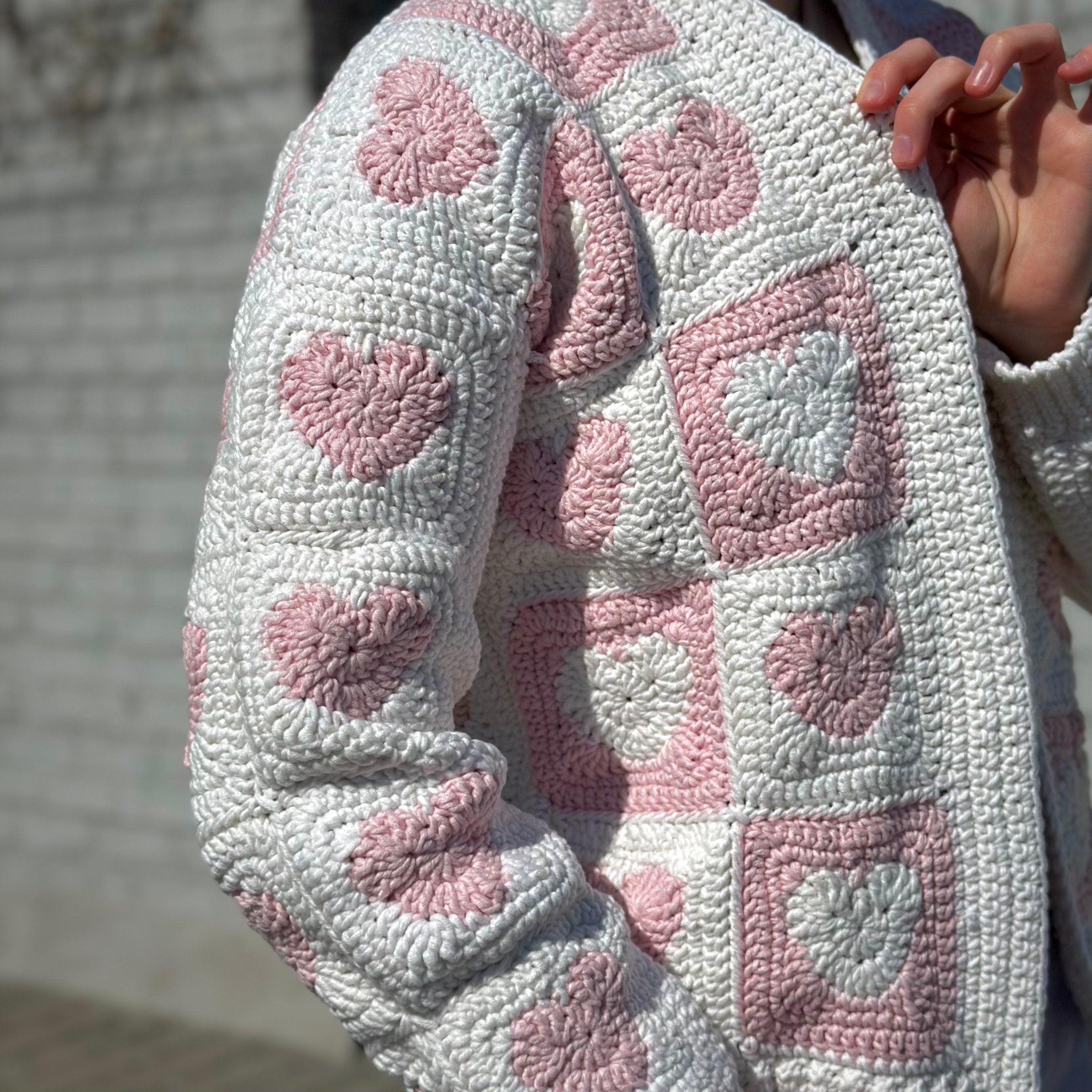 Granny Square HEARTS CARDIGAN Crochet Pattern, PDF Crochet Jacket, Sizes Xs-L, Crcchet Coat, Instant Download