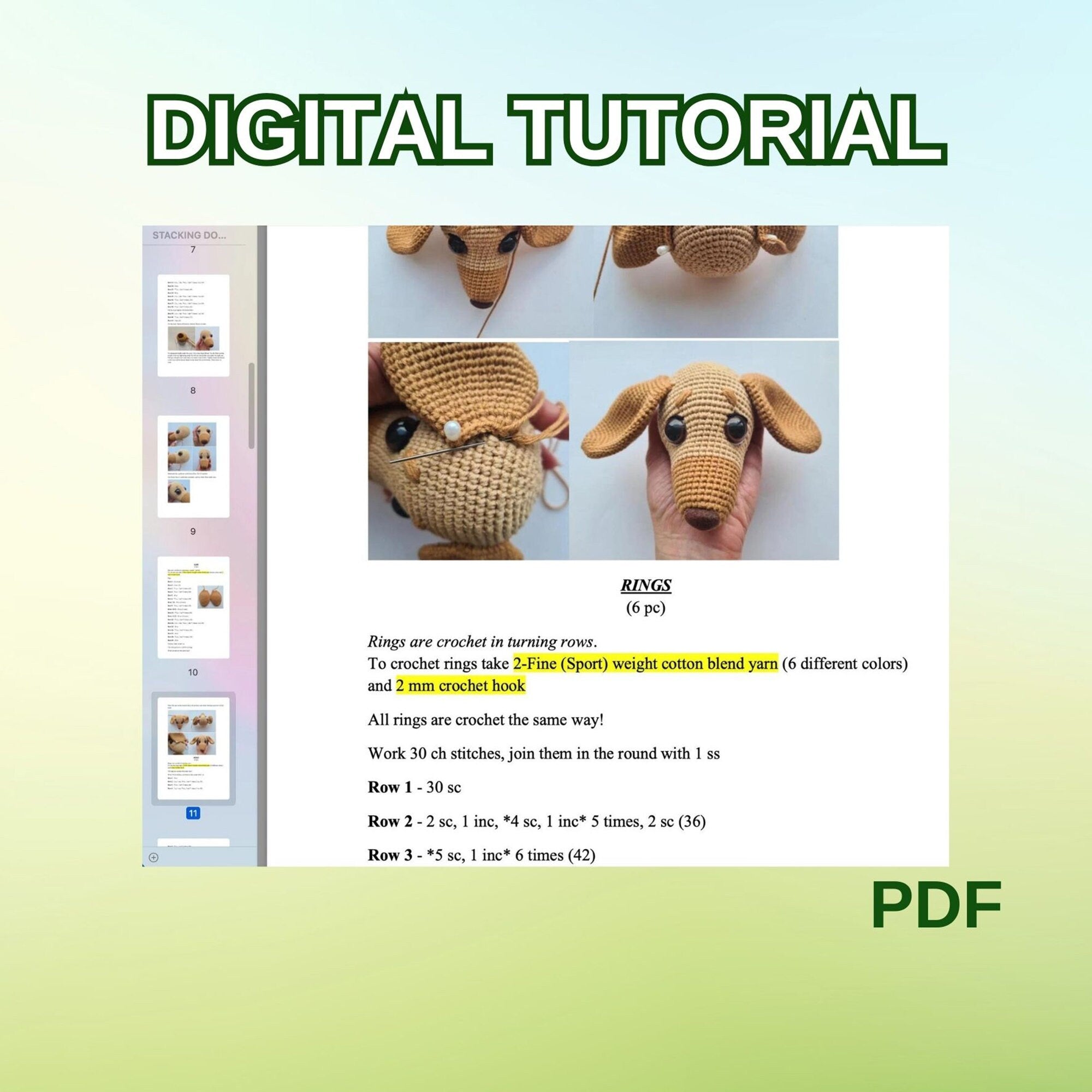 Crochet Kit DOG STAСKING TOY + Pdf Pattern, Dog Amigurumi Baby Activity Toy, Learn How To Crochet Kit, Amigurumi Dog, Diy Craft Kit Gift