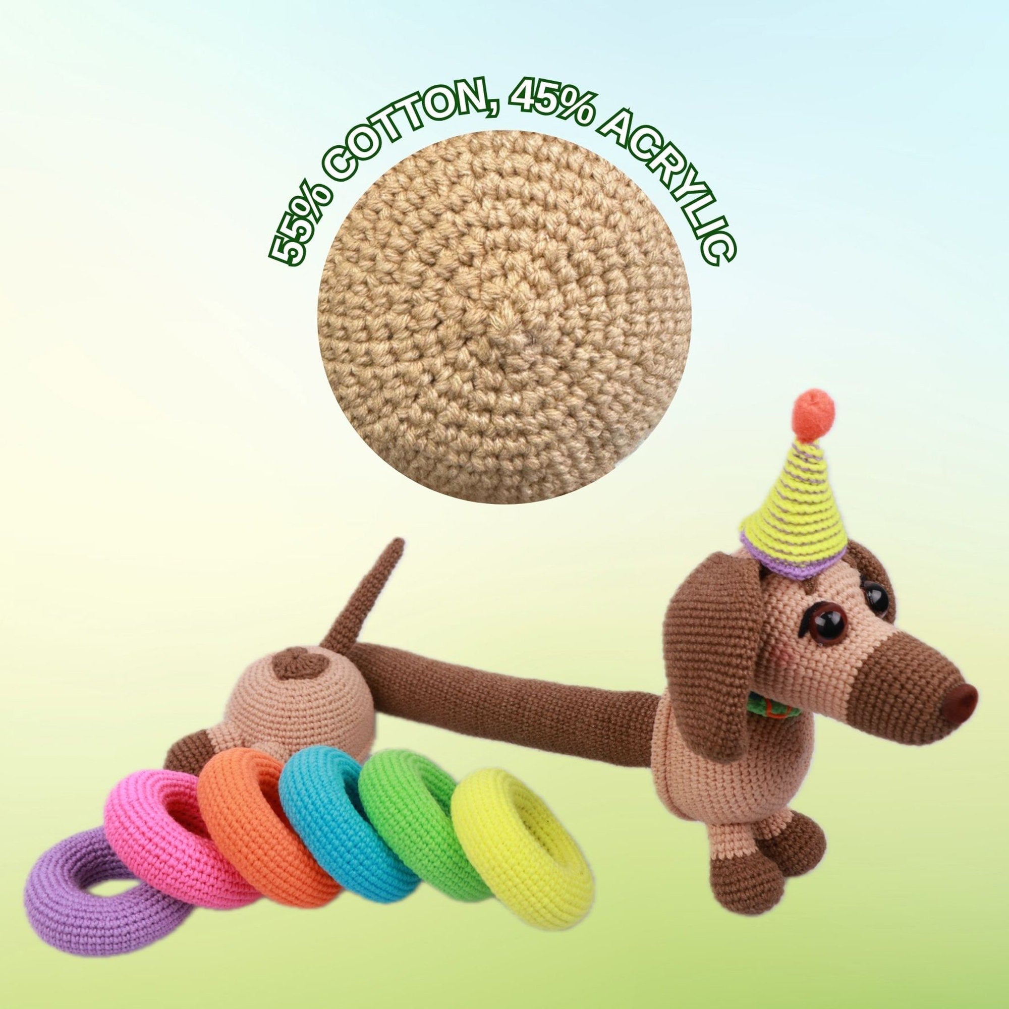 Crochet Kit DOG STAСKING TOY + Pdf Pattern, Dog Amigurumi Baby Activity Toy, Learn How To Crochet Kit, Amigurumi Dog, Diy Craft Kit Gift