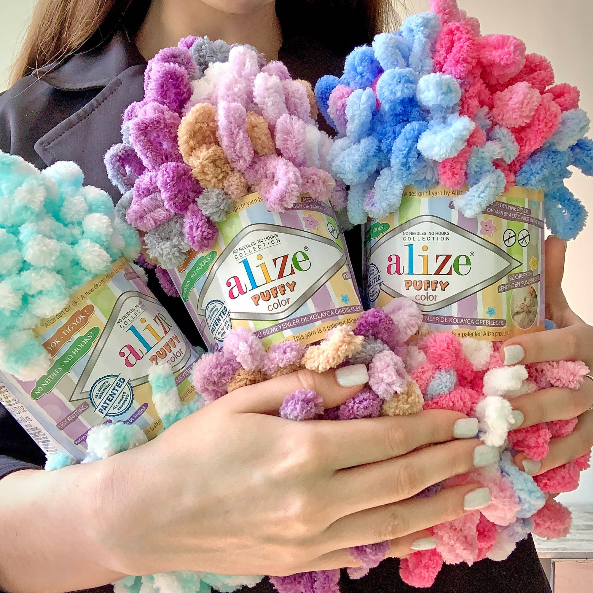 ALIZE PUFFY COLOR - 50 Colors, Chenille Yarn, Loop Yarn, Amigurumi Yarn, Finger Knitting, Baby Chenille Yarn, Baby Blanket Yarn, Fluffy Yarn