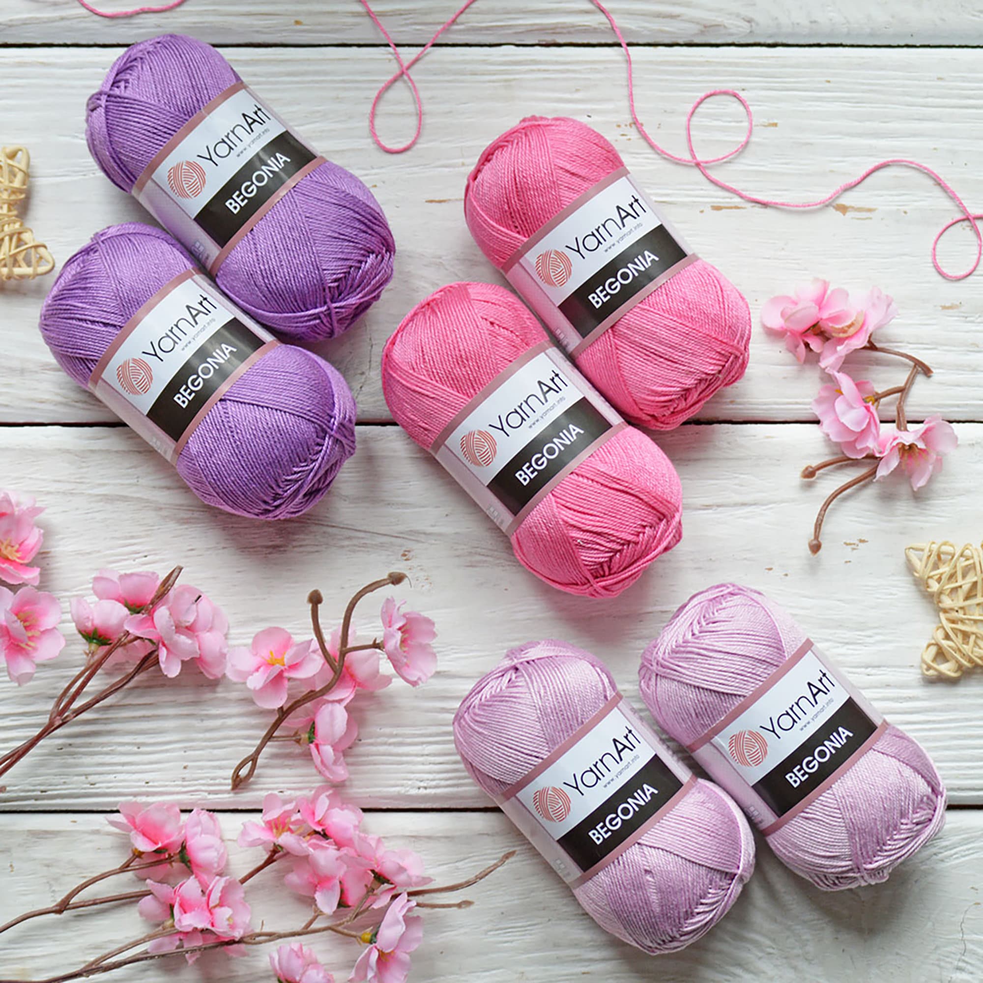 YARNART BEGONIA, Mercerized COTTON Yarn, 100% Mercerized Cotton, Knitting Yarn, Lace Yarn, Amigurumi, Crochet Yarn, Summer Yarn