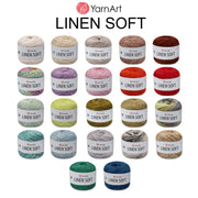 YarnArt LINEN SOFT, Sparkly Summer Linen Yarn, Multicolor Cotton Yarn, Cotton Blend Sport Weight Yarn, 3.52 Oz, 297 Yds