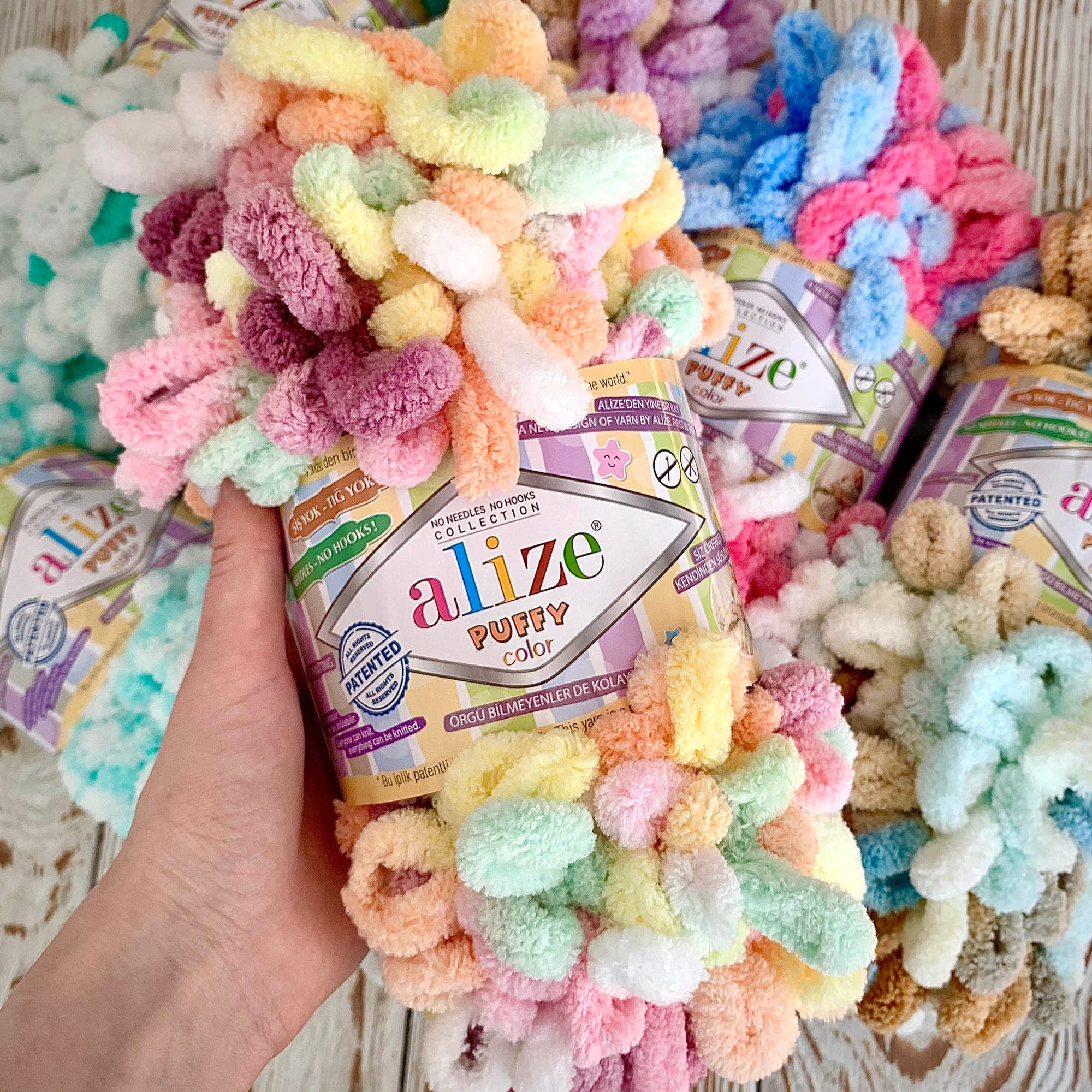 ALIZE PUFFY COLOR - 50 Colors, Chenille Yarn, Loop Yarn, Amigurumi Yarn, Finger Knitting, Baby Chenille Yarn, Baby Blanket Yarn, Fluffy Yarn