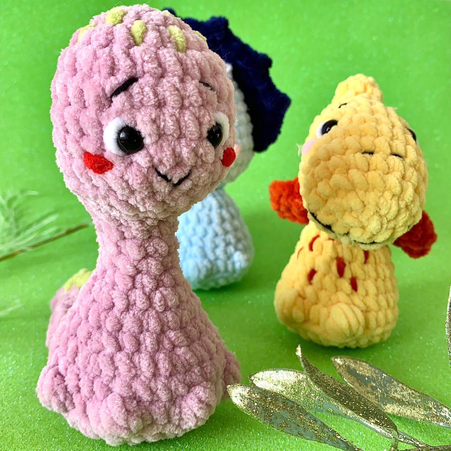 Low Sew TREE DINOSAURS Crochet Pattern, Jurassic, Triceratops Crochet Plush Dinosaur, Brontosaurus Crochet Patterns, Pterodacryl PDF