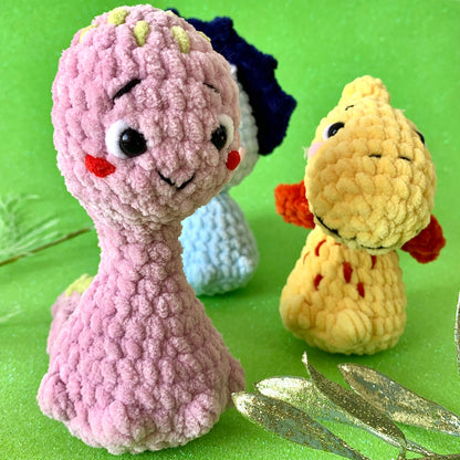 Low Sew TREE DINOSAURS Crochet Pattern, Jurassic, Triceratops Crochet Plush Dinosaur, Brontosaurus Crochet Patterns, Pterodacryl PDF