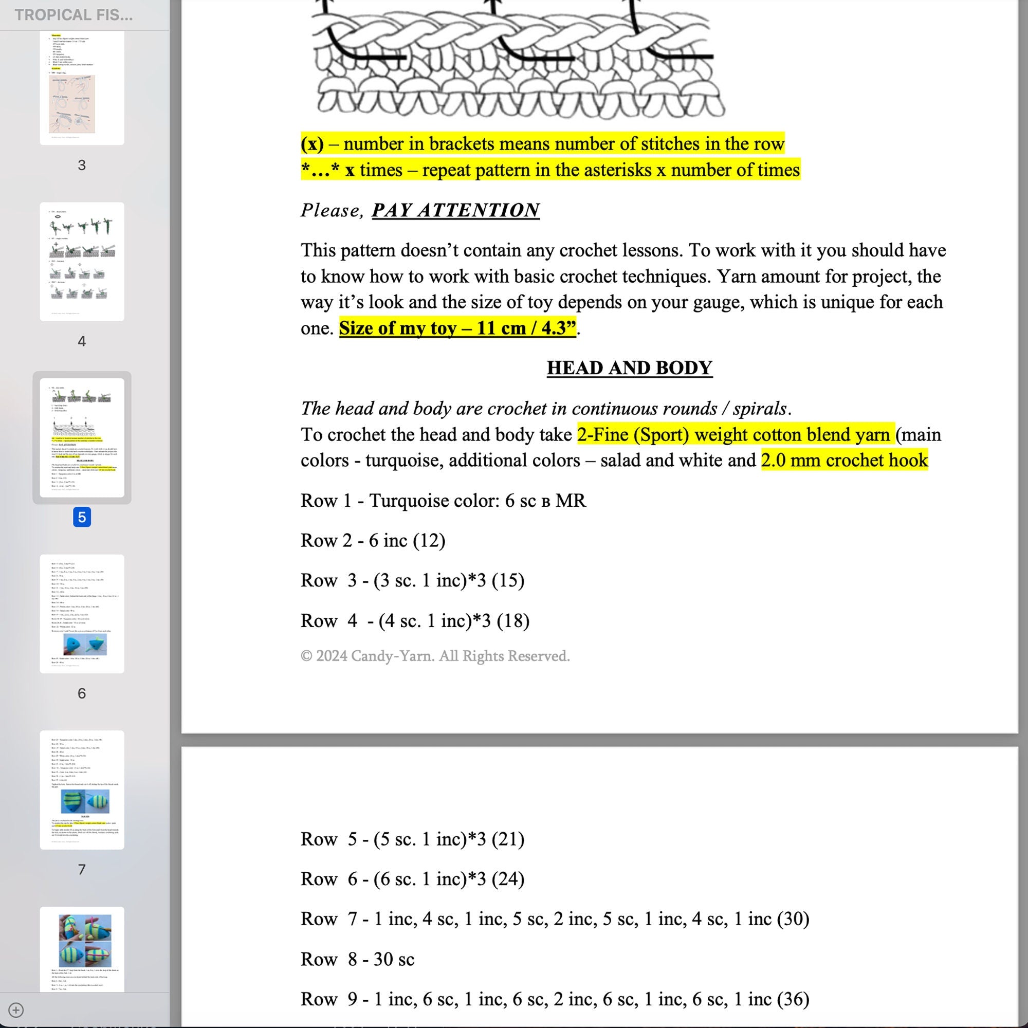 TROPICAL FISH Crochet Pattern, Amigurumi Pattern, Sea Creature, Crochet Stuffed Toy, Instant Download, Easy Crochet Pattern, Sea Pattern