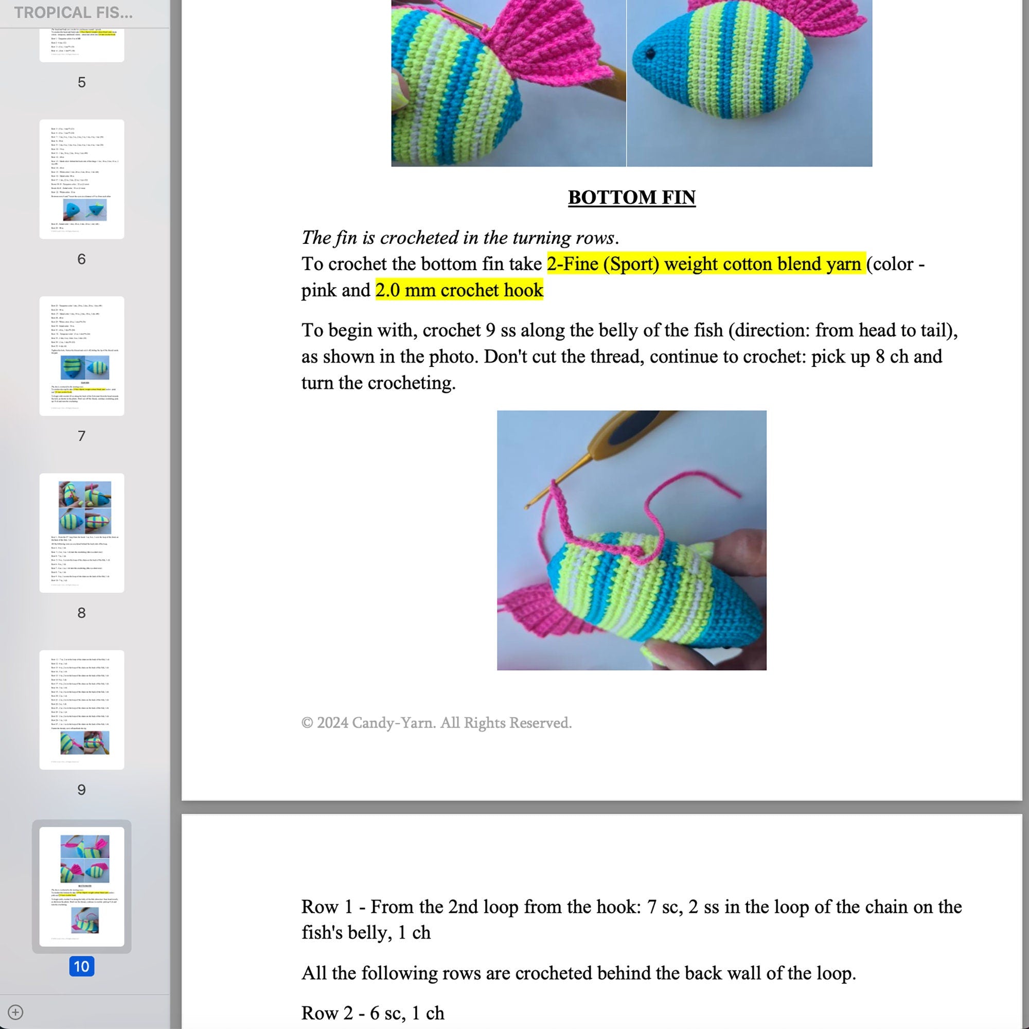 TROPICAL FISH Crochet Pattern, Amigurumi Pattern, Sea Creature, Crochet Stuffed Toy, Instant Download, Easy Crochet Pattern, Sea Pattern