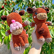 Crochet Cow Snuggler, Highland Cow Pattern, Brown Cow Pattern, Cow Pattern Tutorial, Amigurumi Lovely Pattern, Crochet Stuffed Animal