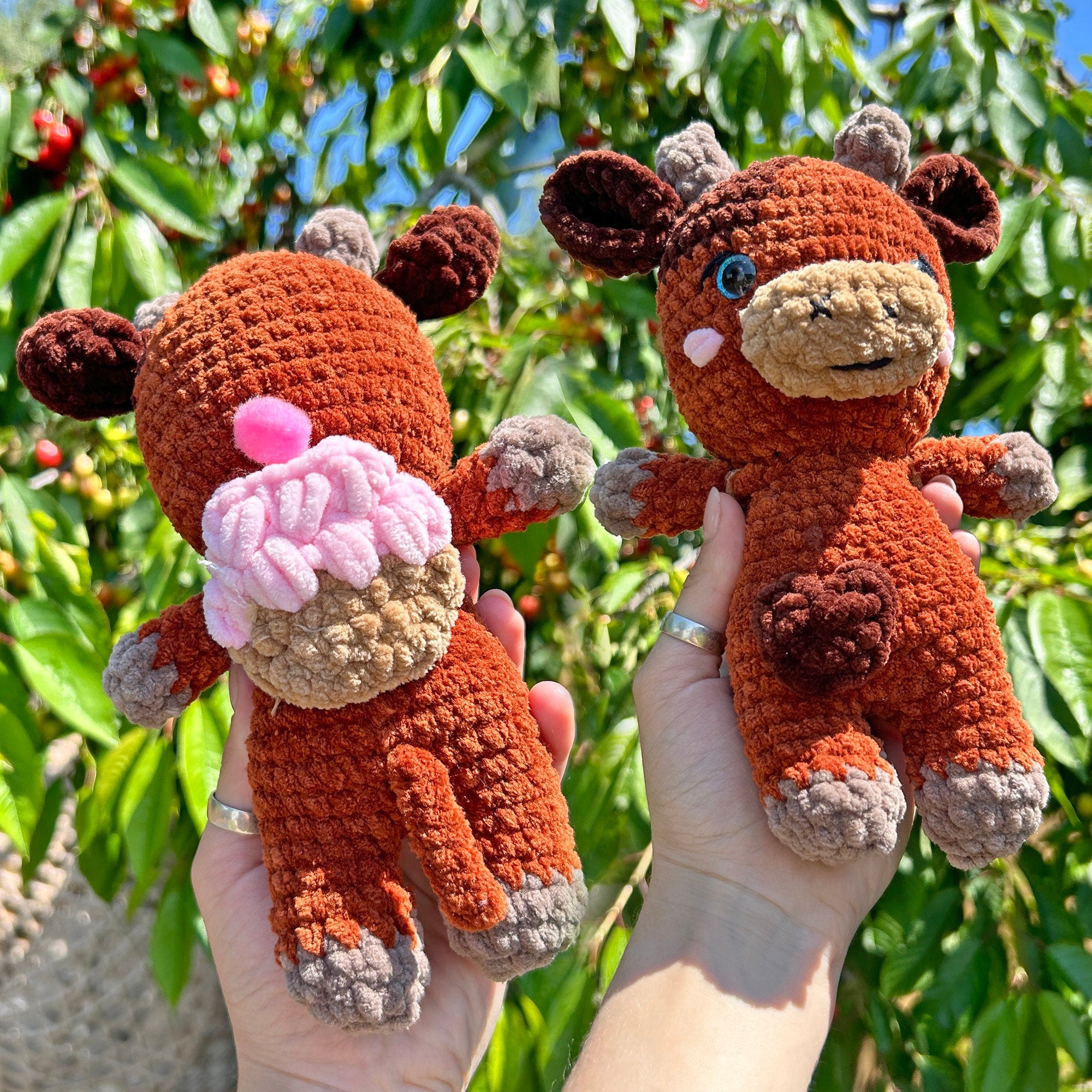 Crochet Cow Snuggler, Highland Cow Pattern, Brown Cow Pattern, Cow Pattern Tutorial, Amigurumi Lovely Pattern, Crochet Stuffed Animal