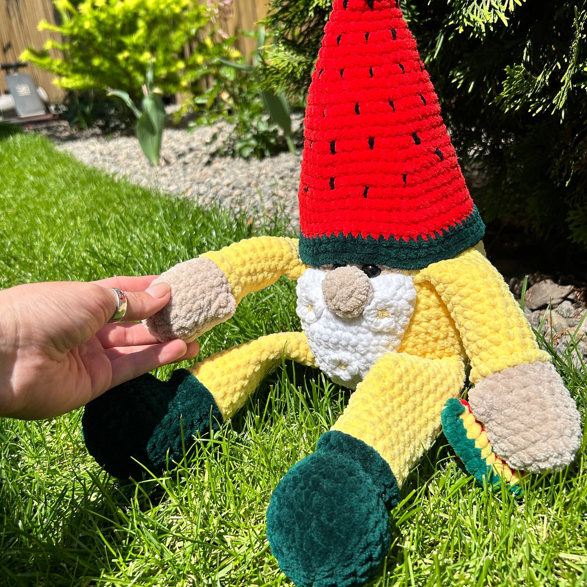 GNOME PATTERN, Crochet Watermelon Plush Gnome, Plush Pattern, Crochet Plushie, Plush Toys, Amigurumi Pattern, DIY Crochet Toy Pattern