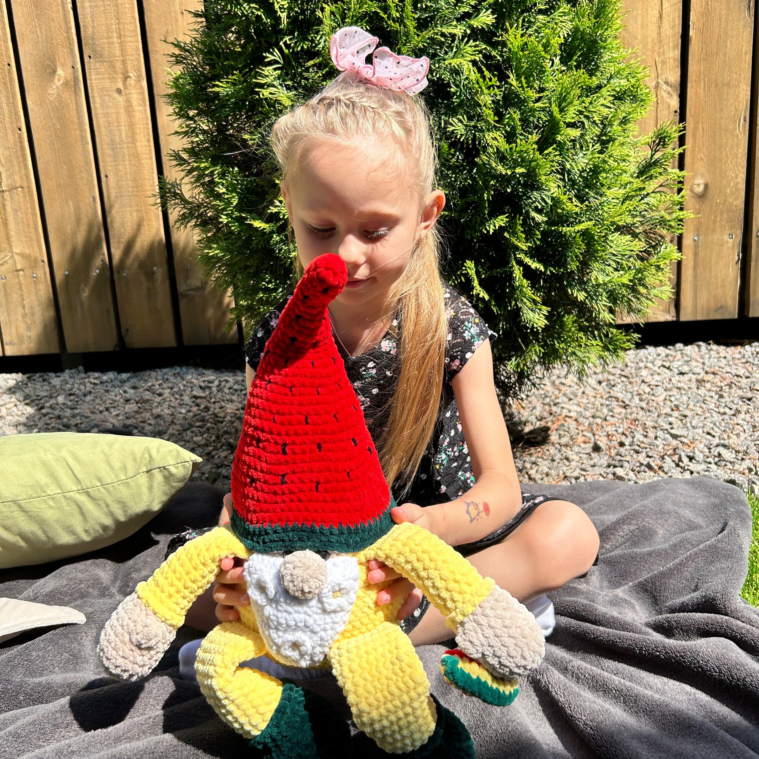 GNOME PATTERN, Crochet Watermelon Plush Gnome, Plush Pattern, Crochet Plushie, Plush Toys, Amigurumi Pattern, DIY Crochet Toy Pattern