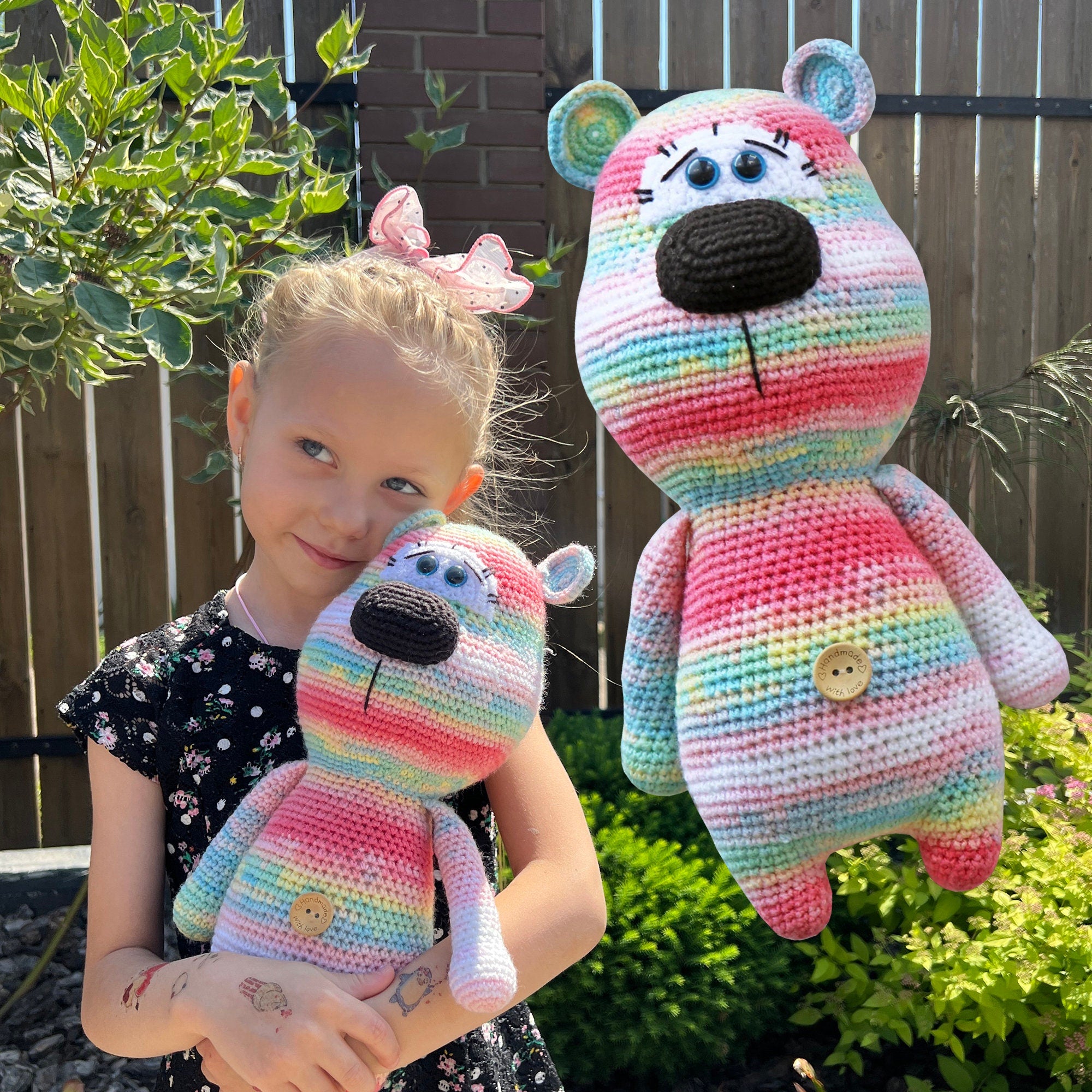 Crochet Bear PATTERN PDF, Easy Amigurumi Teddy Bear Pattern, Colorful Crochet Bear Pattern, Crochet Stuffie, Low Sew Pattern
