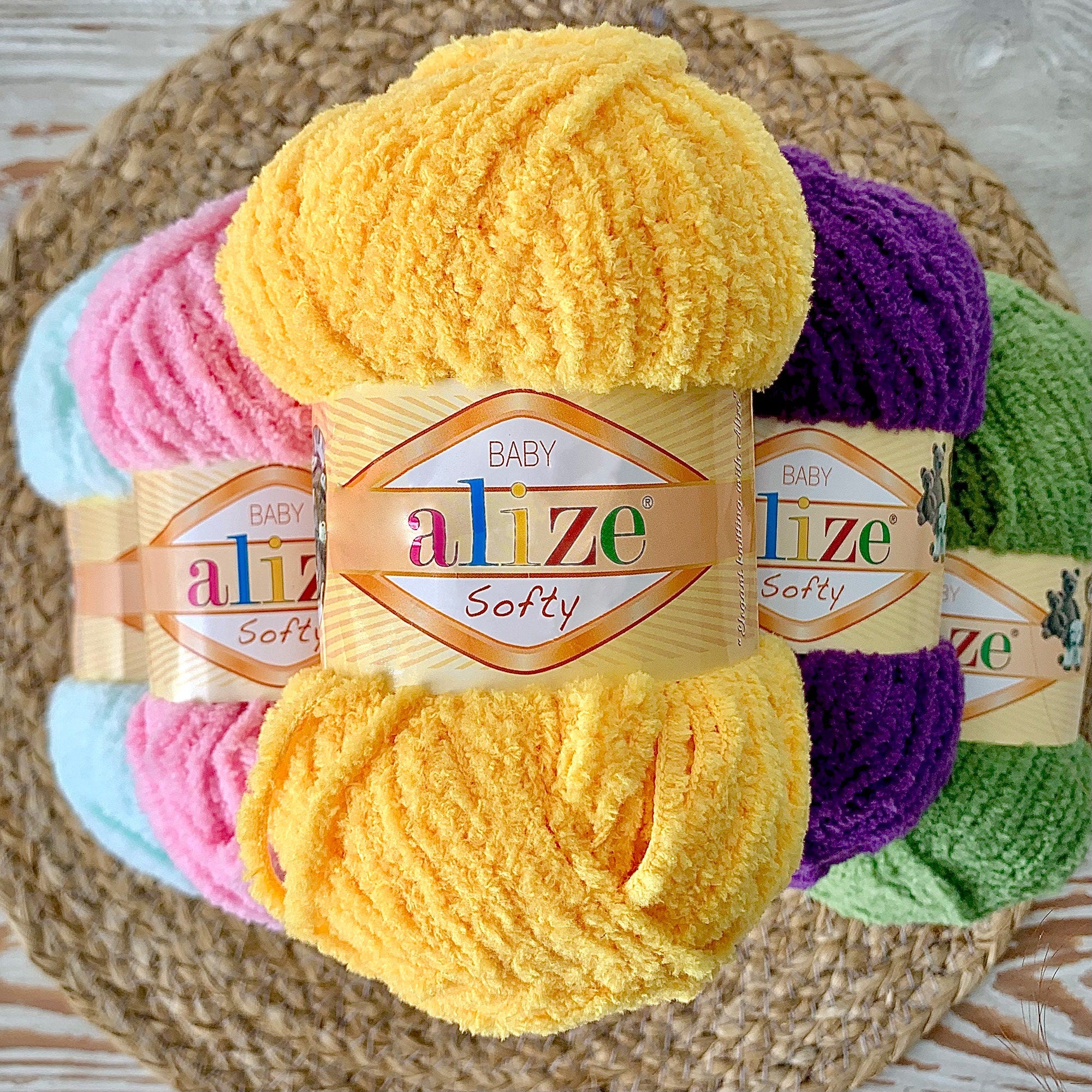 ALIZE SOFTY, Baby Yarn, Soft Blanket Yarn, Chenille Yarn for Baby Clothes, 1.76 Oz, 125 Yds, 100% Micropolyester, Baby Products Yarn