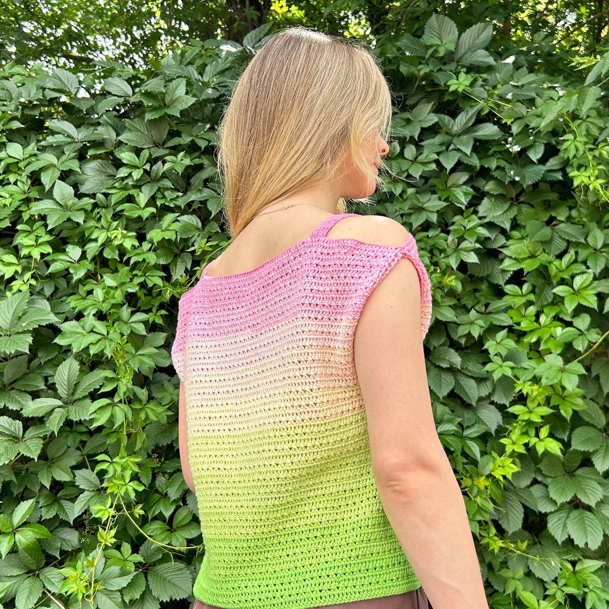 Crochet Top Summer T-shirt, Open Shoulder Easy Tee Beginner English Pattern, US Terms, Crocheters Pattern PDF, Instant Digital Download