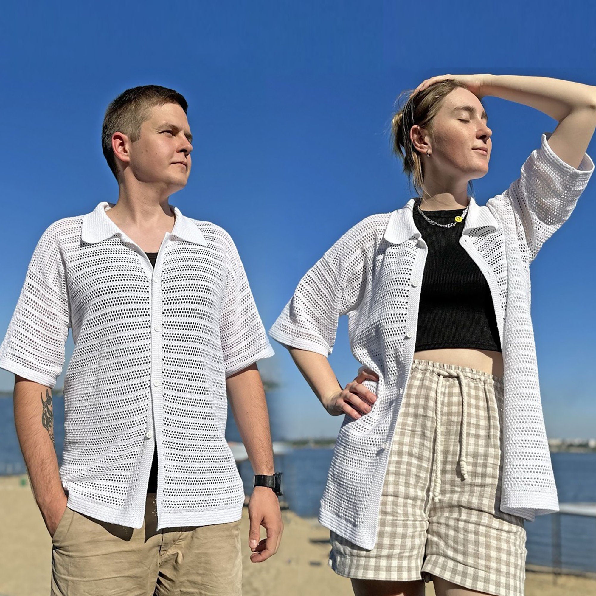 Crochet Shirt PDF Pattern For Men & Women Unisex Button Up Summer Shirt Pattern Men's Crochet Shirt Women's Beach Cover Up Instant Download