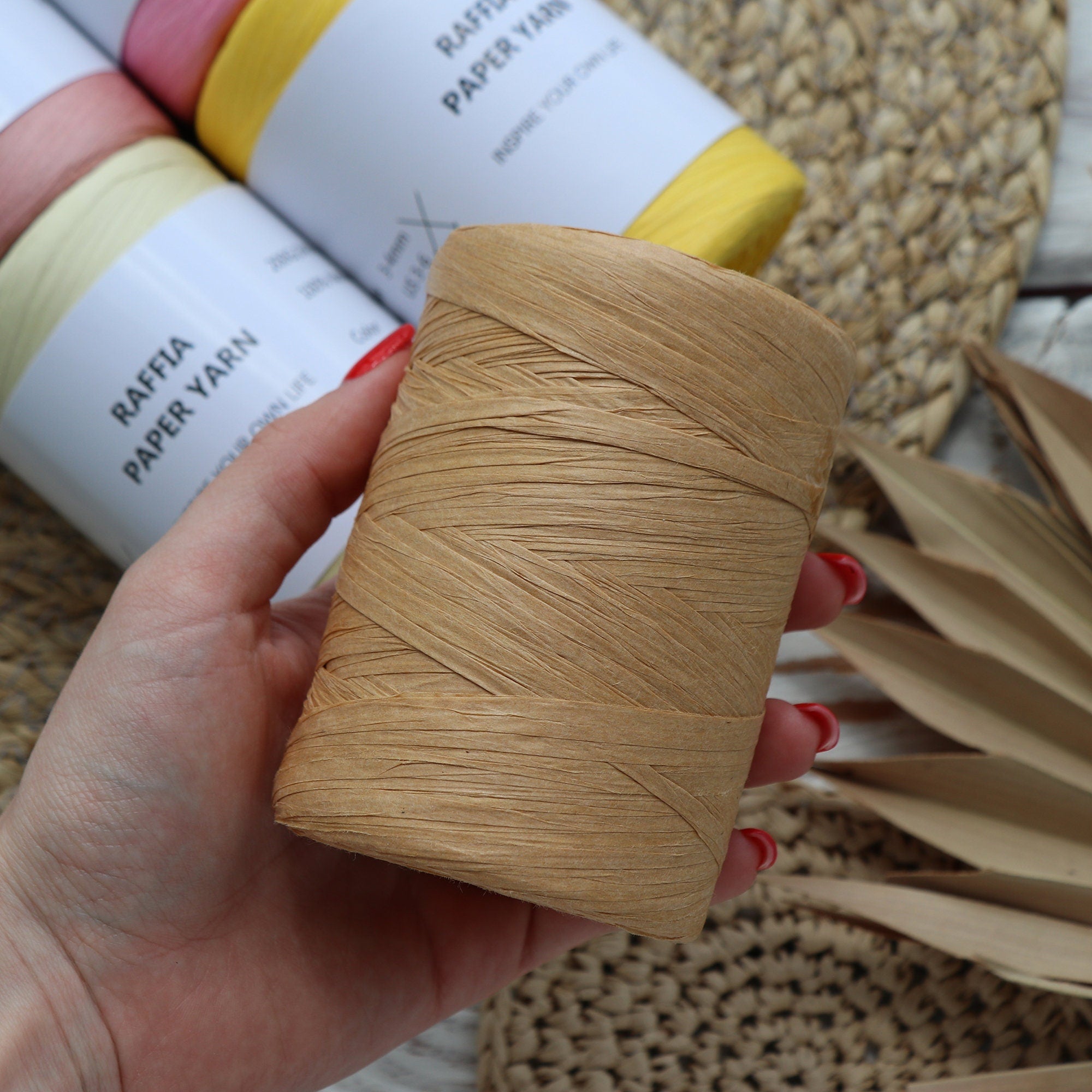 Paper RAFFIA YARN, Craft cord, Paper yarn, Raffia Cord, Crochet Yarn, Knitting Yarn, Straw Yarn, Tape Yarn, Hat Yarn, Yarn for Beach Bag