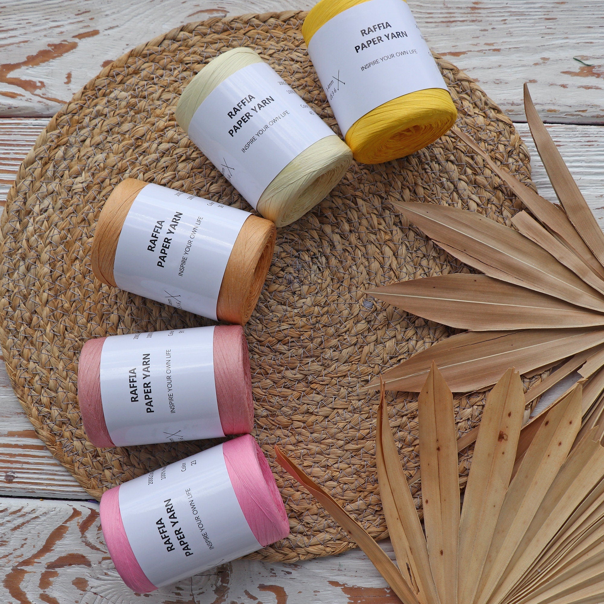Paper RAFFIA YARN, Craft cord, Paper yarn, Raffia Cord, Crochet Yarn, Knitting Yarn, Straw Yarn, Tape Yarn, Hat Yarn, Yarn for Beach Bag