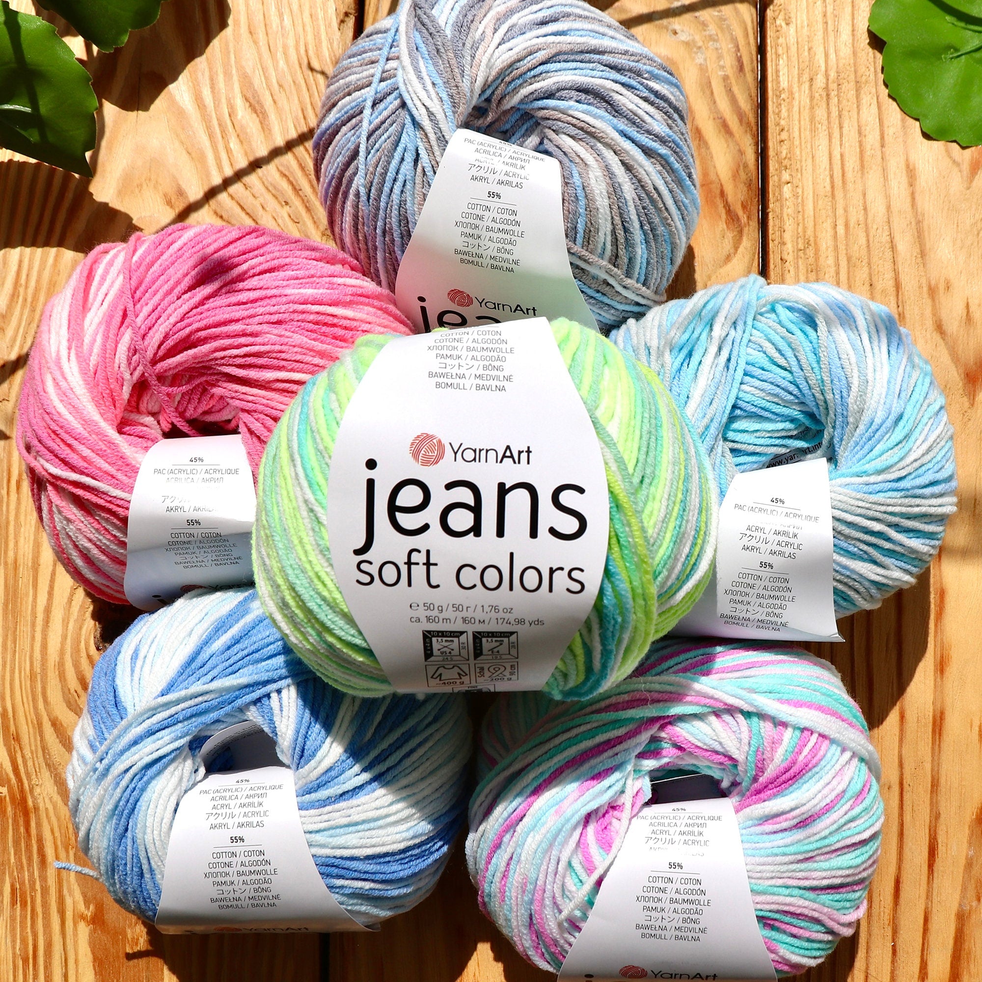 YARNART JEANS Soft Colors, Knitting Yarn, Baby Yarn, Amigurumi Yarn, Shawl Yarn, Jeans Yarn, Acrylic Yarn, Cotton Yarn 1.75 oz / 174 yds