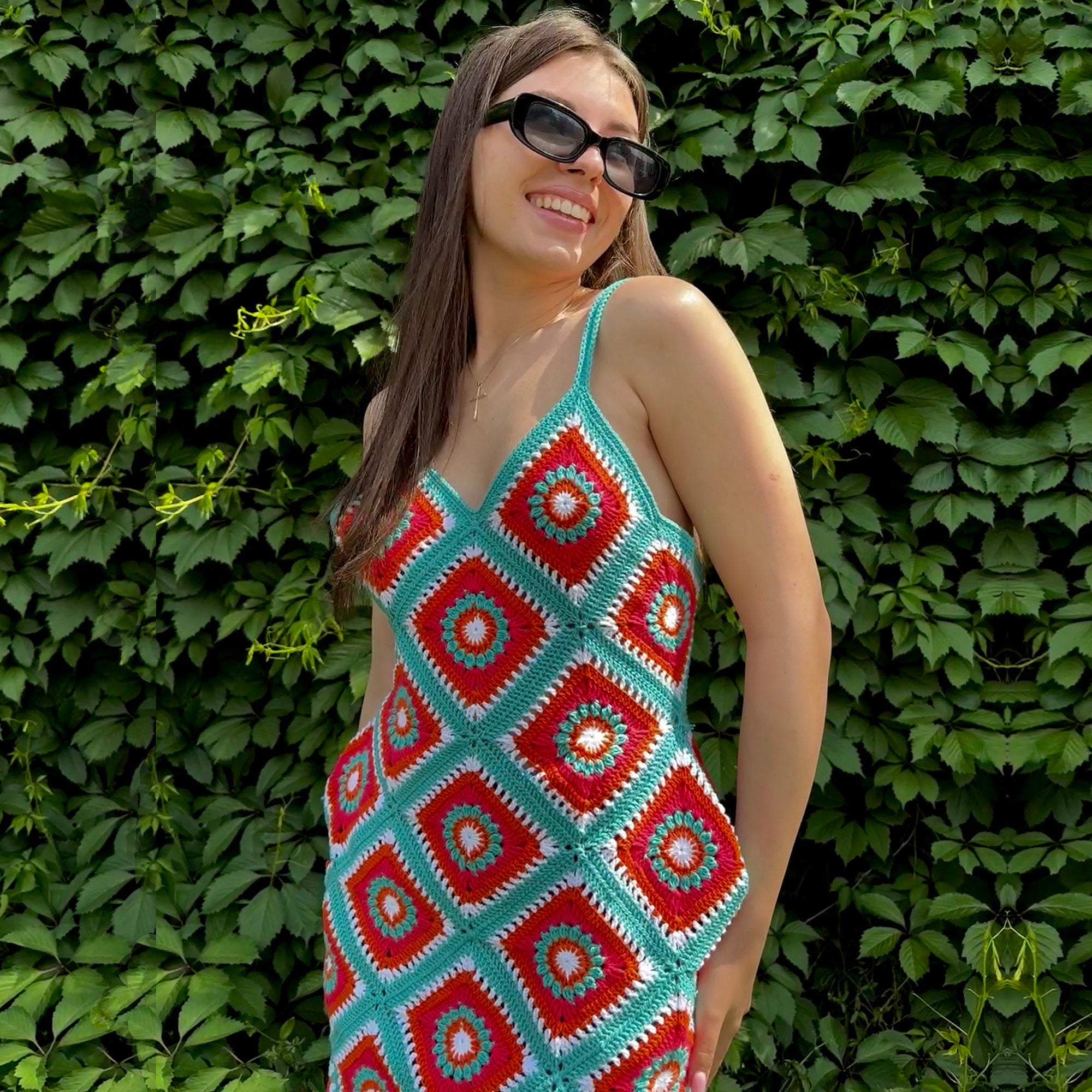 Crochet GRANNY SQUARE Dress Pattern, Xs-Xl Sizes, PDF Beginner Sundress Pattern, English Pdf Only Crochet Instruction