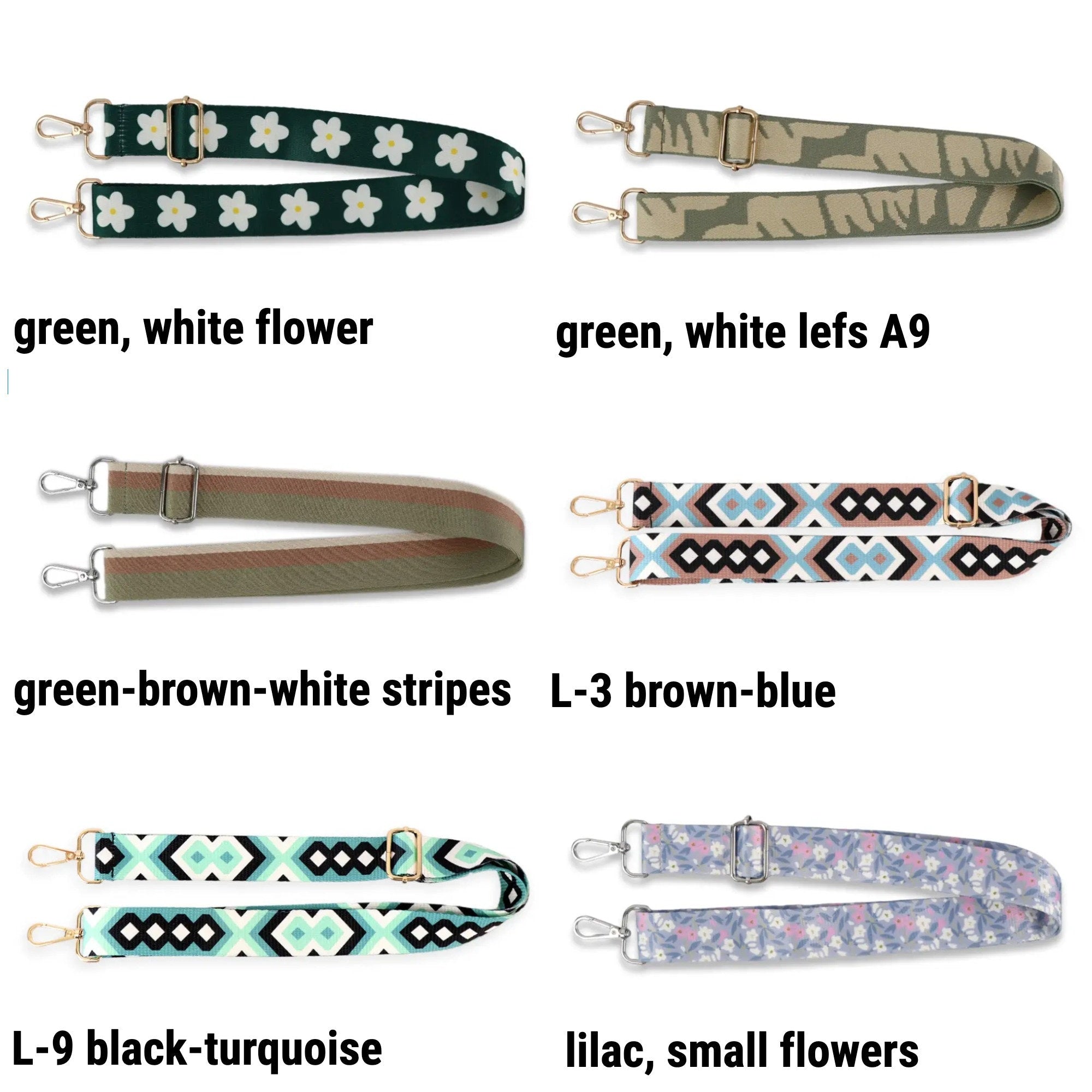 2 Inch WIDE HANDBAG STRAP, Cotton Canvas Nylon Bag Strap, Guitar Strap, Purse Strap, Gold Hardware, Colorful Crossbody Chain, Backpack Strap