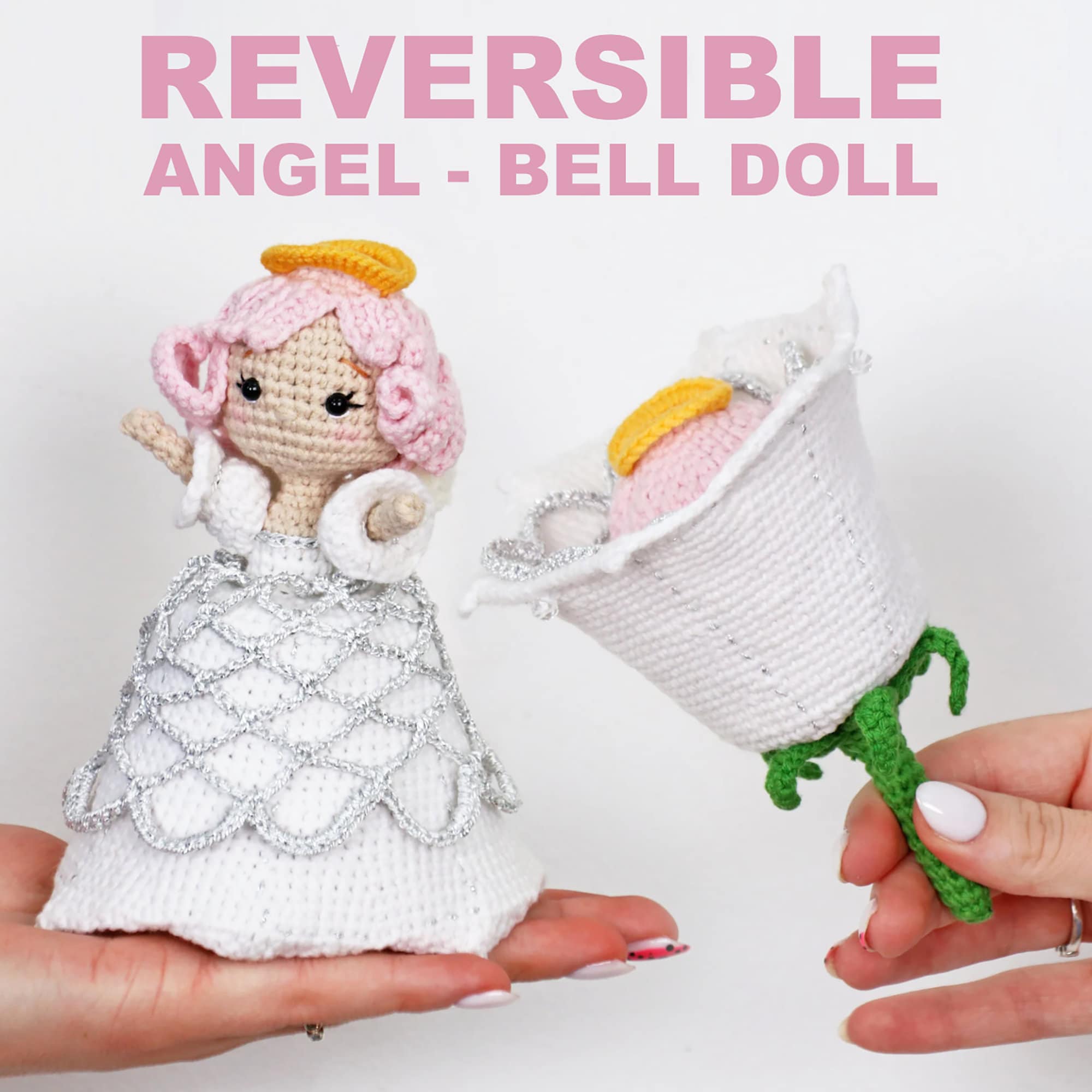 ANGEL REVERSIBLE DOLL, Crochet Pattern, Reversible Angel and Bell Amigurumi Pattern, Crochet Amigurumi, Easy English Crochet Pattern