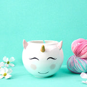 Ceramic Yarn Bowl Personalized Unicorn Yarn Holder, Ceramic Yarn Holder Knitting Bowl Yarn Bowl With Holes Handmade Yarn Bowl, Unicorn Bowl