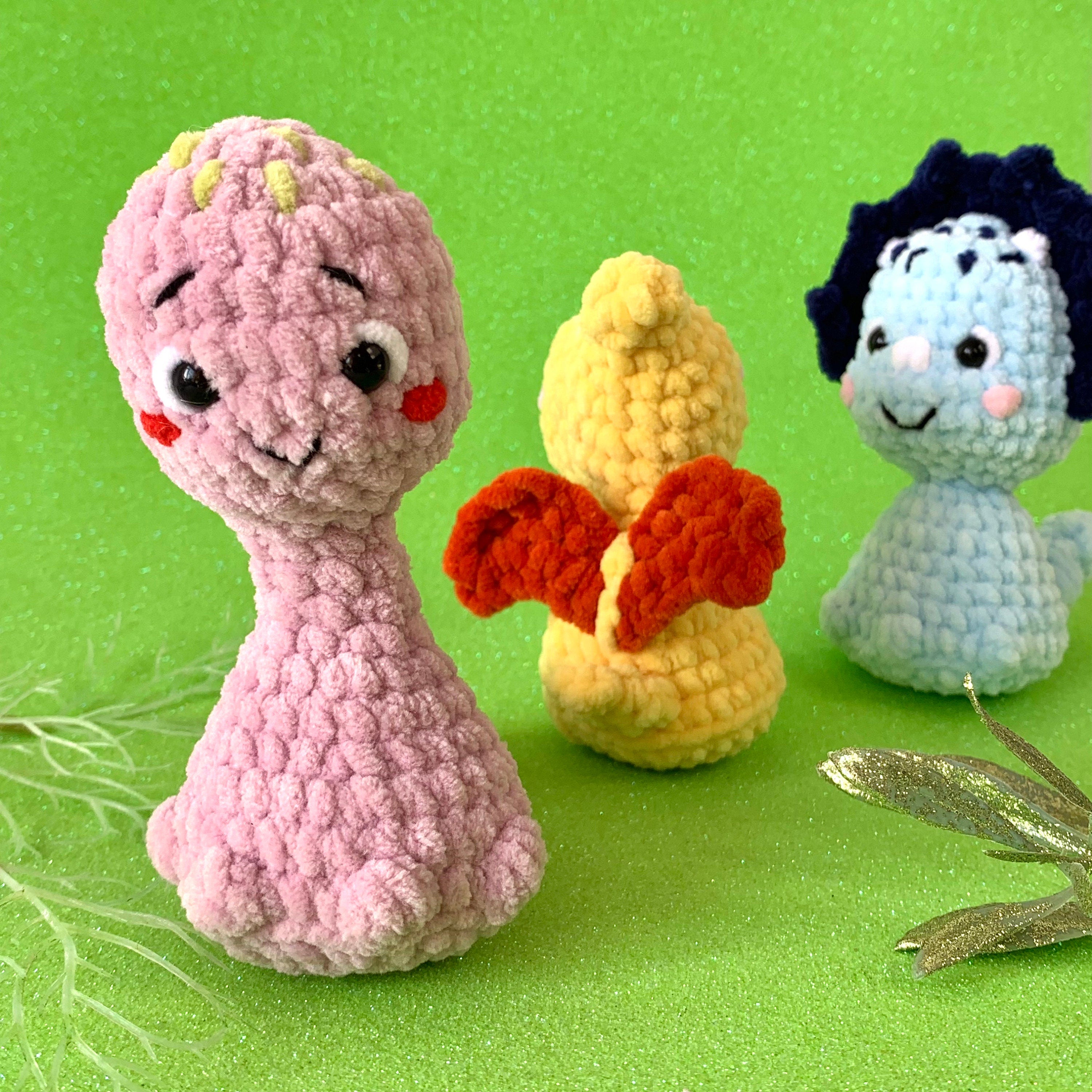 Low Sew TREE DINOSAURS Crochet Pattern, Jurassic, Triceratops Crochet Plush Dinosaur, Brontosaurus Crochet Patterns, Pterodacryl PDF