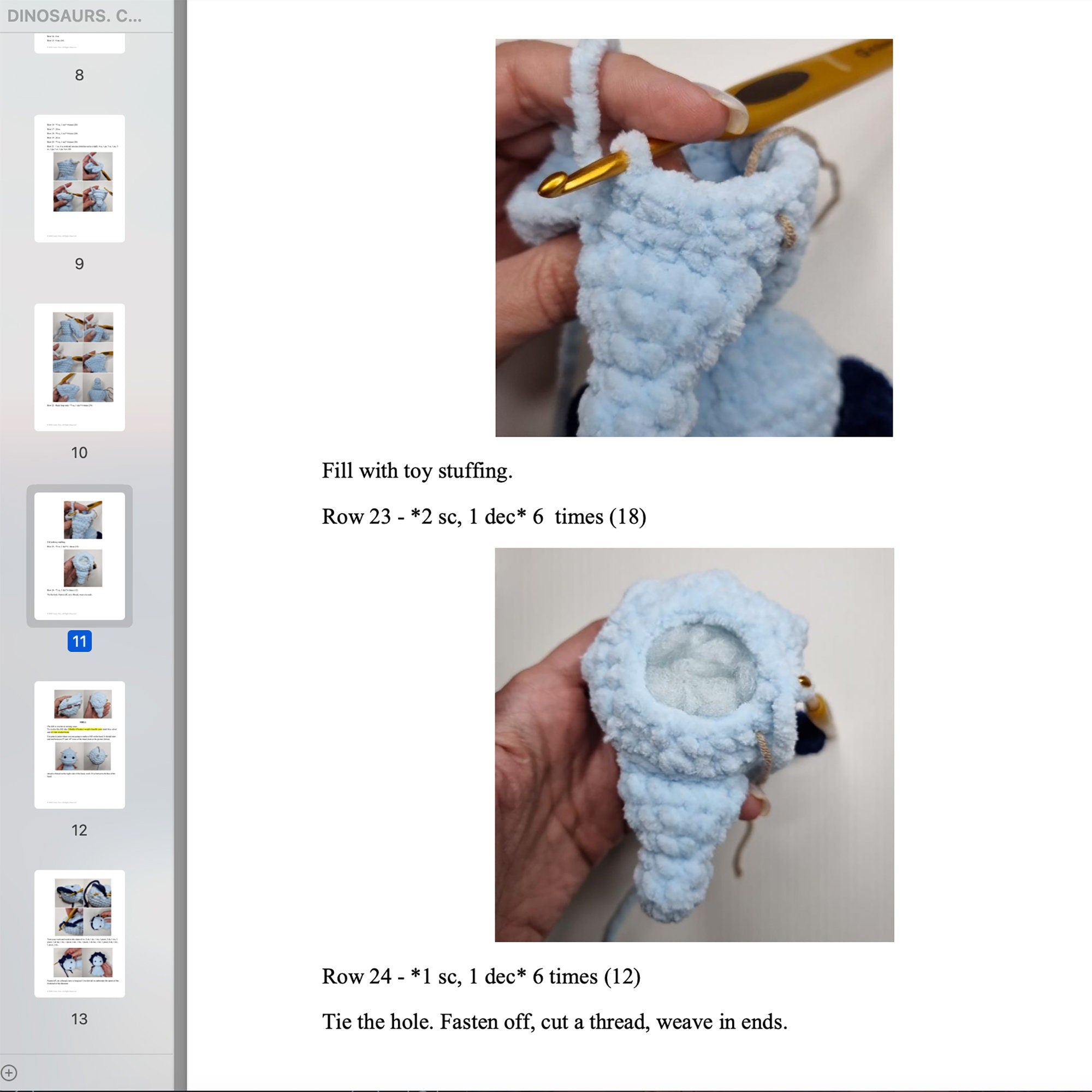 Low Sew TREE DINOSAURS Crochet Pattern, Jurassic, Triceratops Crochet Plush Dinosaur, Brontosaurus Crochet Patterns, Pterodacryl PDF