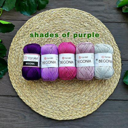 YARNART BEGONIA Cotton Sport Yarn - 50g/Skein - Shades Sets, Mercerized COTTON Yarn, 100% Mercerized Cotton Yarn, Crochet Yarn, Summer Yarn