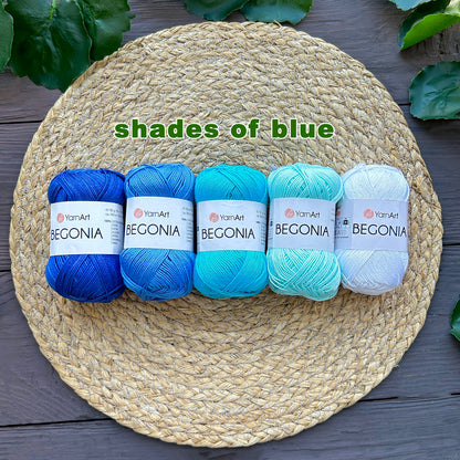 YARNART BEGONIA Cotton Sport Yarn - 50g/Skein - Shades Sets, Mercerized COTTON Yarn, 100% Mercerized Cotton Yarn, Crochet Yarn, Summer Yarn