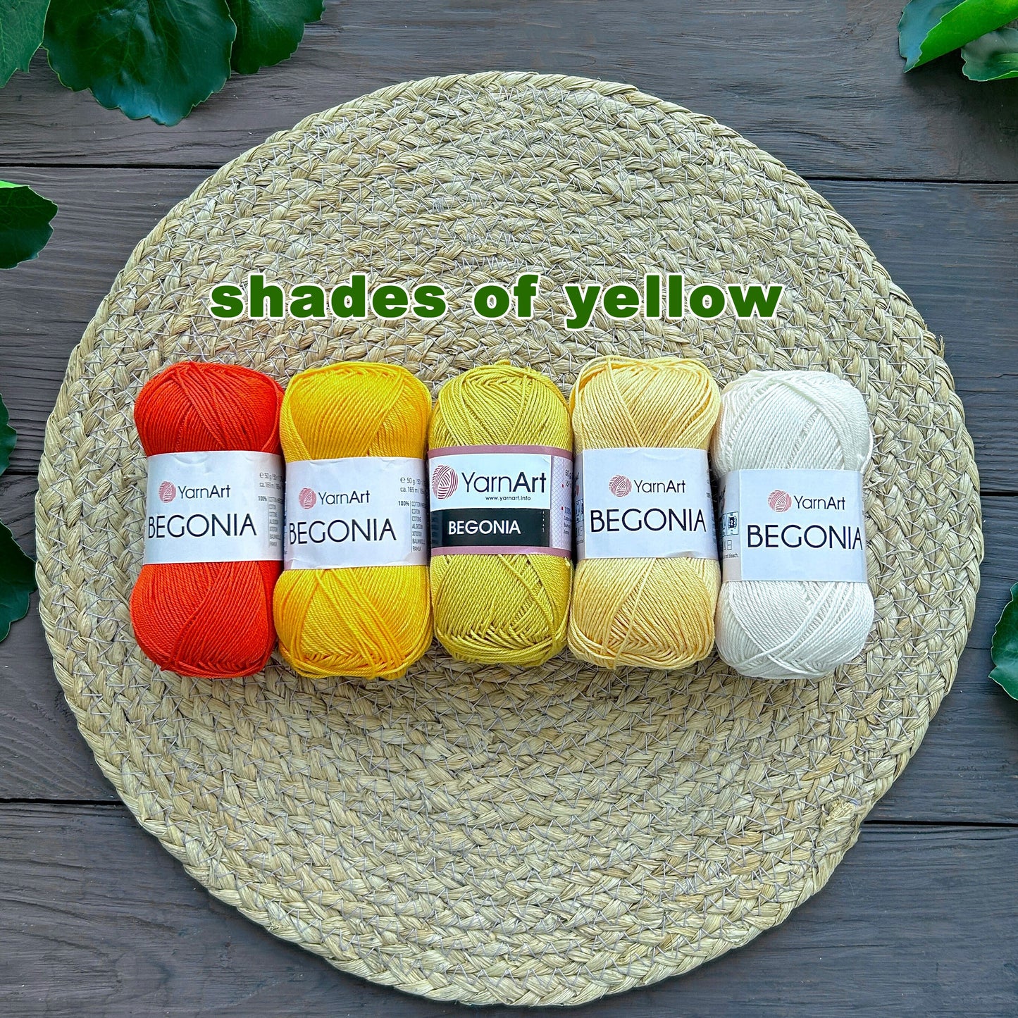 YARNART BEGONIA Cotton Sport Yarn - 50g/Skein - Shades Sets, Mercerized COTTON Yarn, 100% Mercerized Cotton Yarn, Crochet Yarn, Summer Yarn