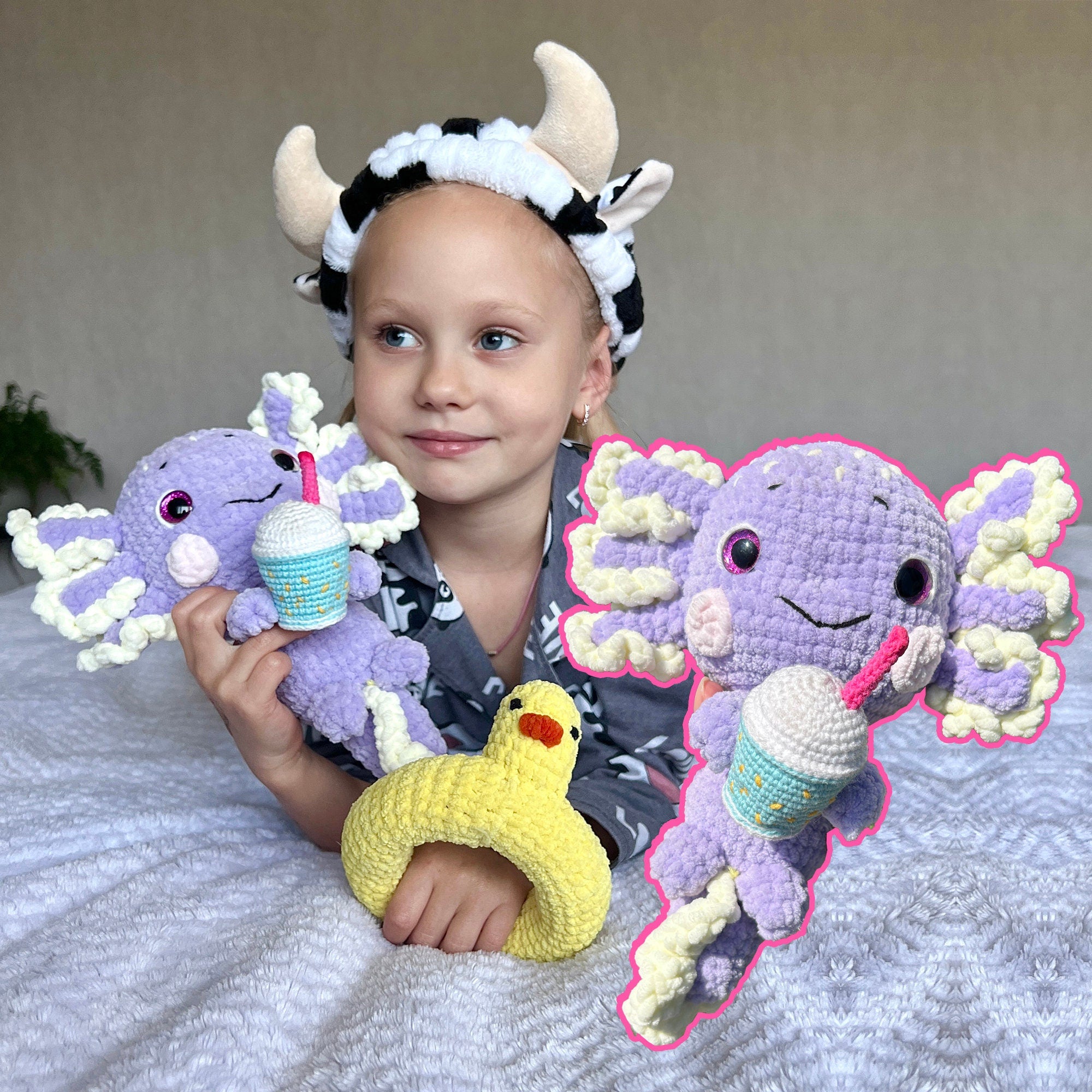 Crochet Pattern Cute Axolotl, Relaxolotl Digital Crochet Plushie Toy Pattern, Amigurumi Axolotl Pattern, Amigurumi Axolotl, PDF Pattern